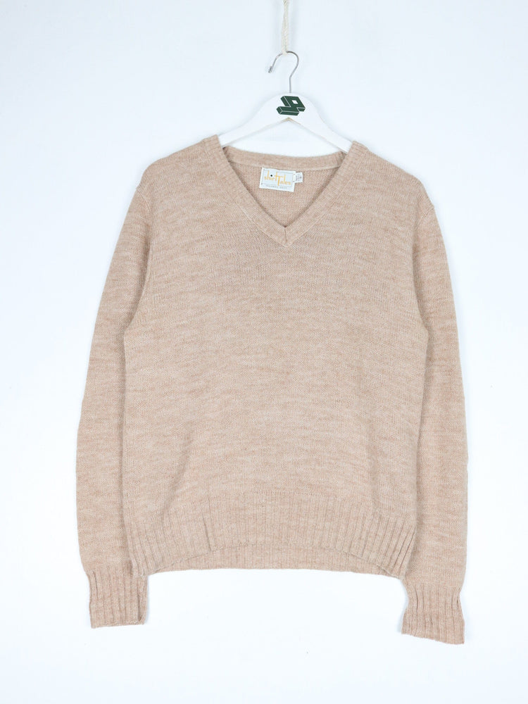 Vintage Shirt Tales Sweater Fits Mens Small Brown Knit V Neck from propervintagecanada