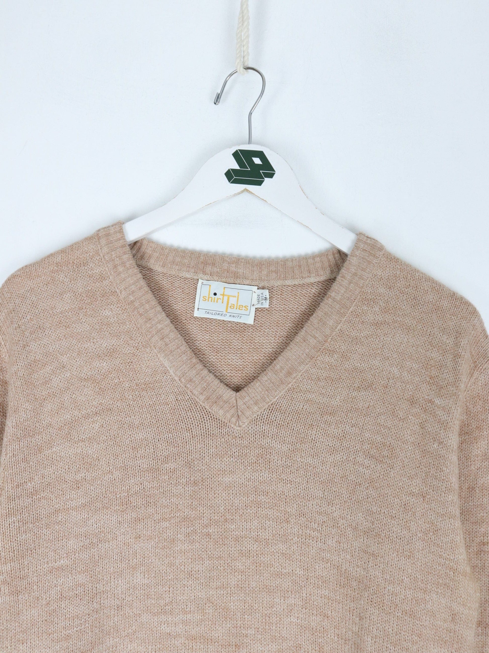 Vintage Shirt Tales Sweater Fits Mens Small Brown Knit V Neck from propervintagecanada