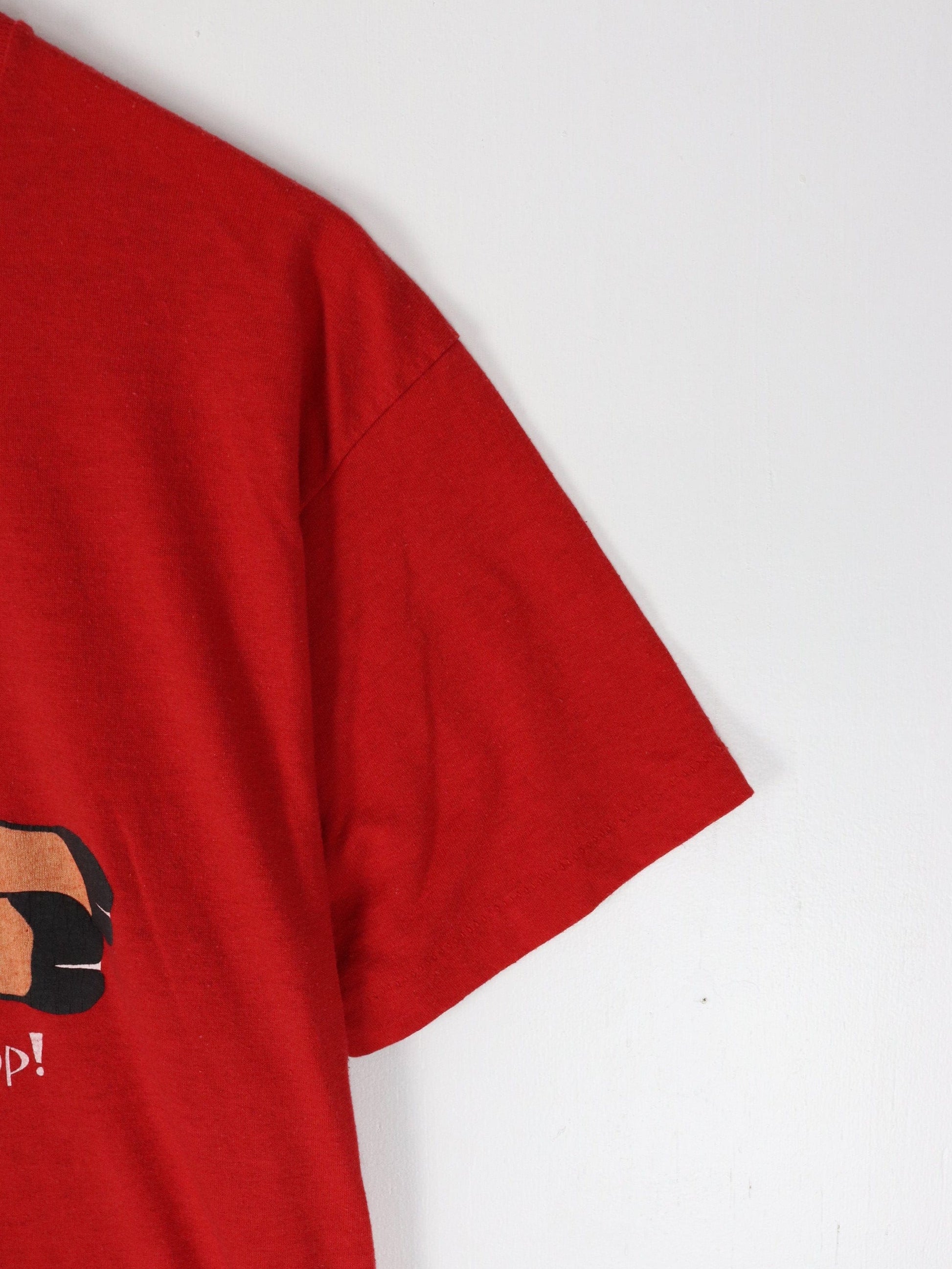 Vintage Shop 'Til You Drop T Shirt Fits Mens L Red 80s Holidays