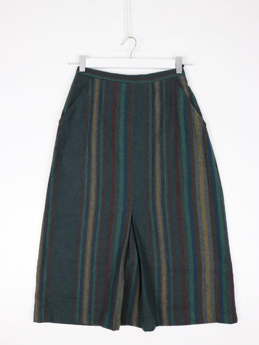 Vintage Skirt Womens 24 Green Striped Casual from propervintagecanada