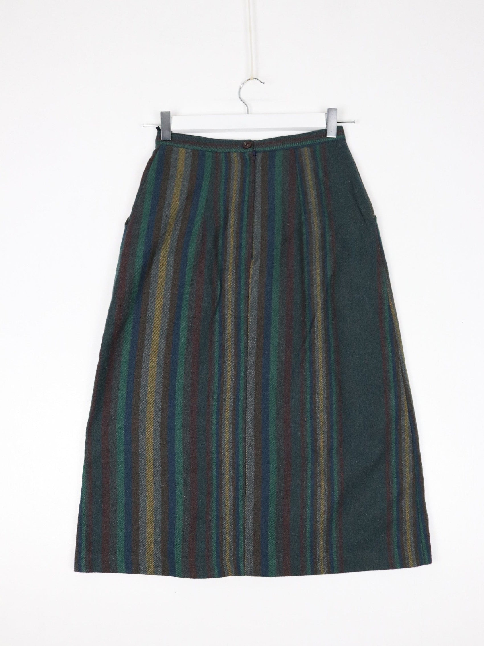 Vintage Skirt Womens 24 Green Striped Casual from propervintagecanada
