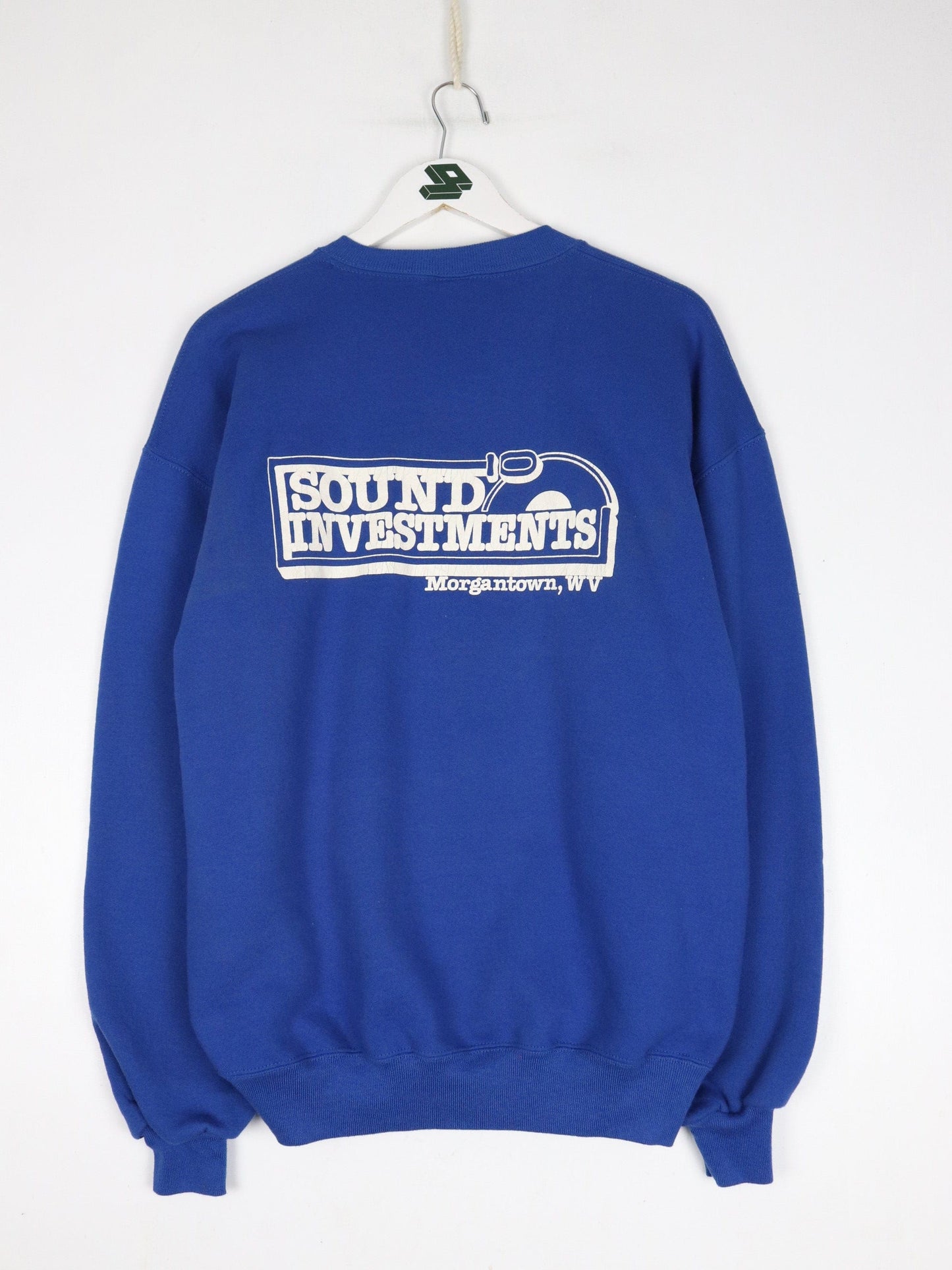 Vintage Sound Investments Sweatshirt Fits Mens Large Blue Russell Athletic from propervintagecanada