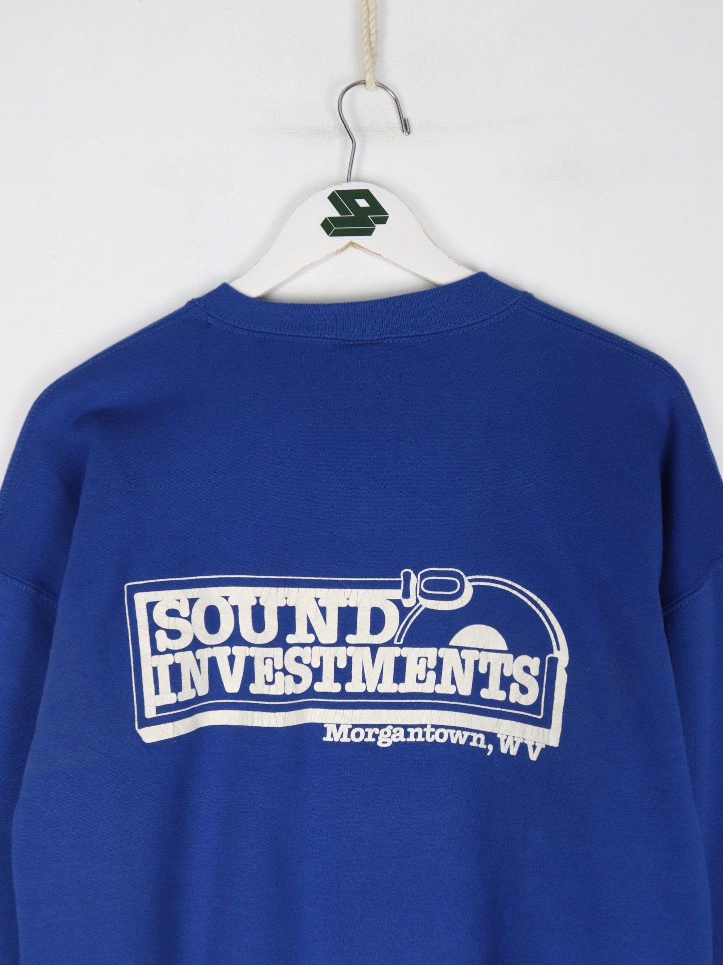 Vintage Sound Investments Sweatshirt Fits Mens Large Blue Russell Athletic from propervintagecanada