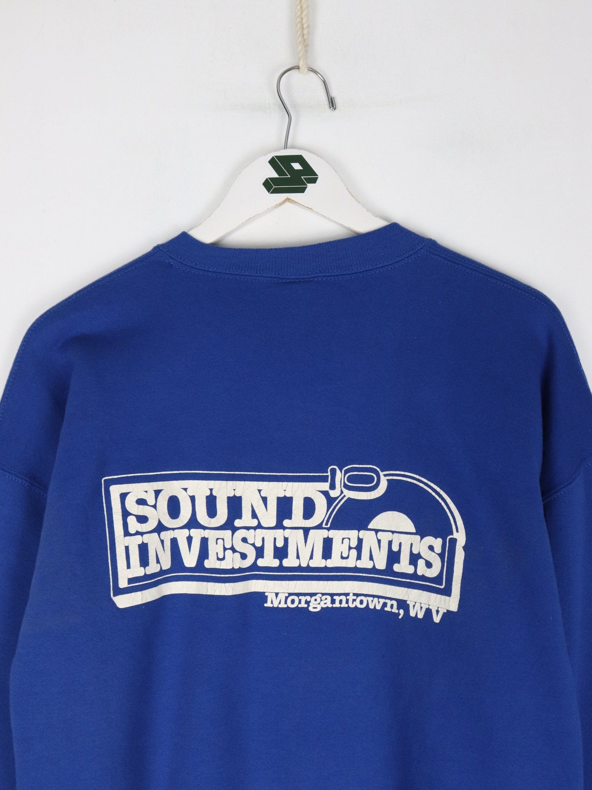 Vintage Sound Investments Sweatshirt Fits Mens Large Blue Russell Athletic from propervintagecanada