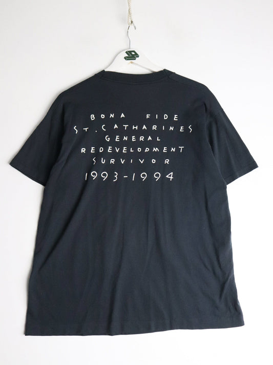 Vintage St. Catherines Redevelopment T Shirt Fits Mens Large Black 90s from propervintagecanada