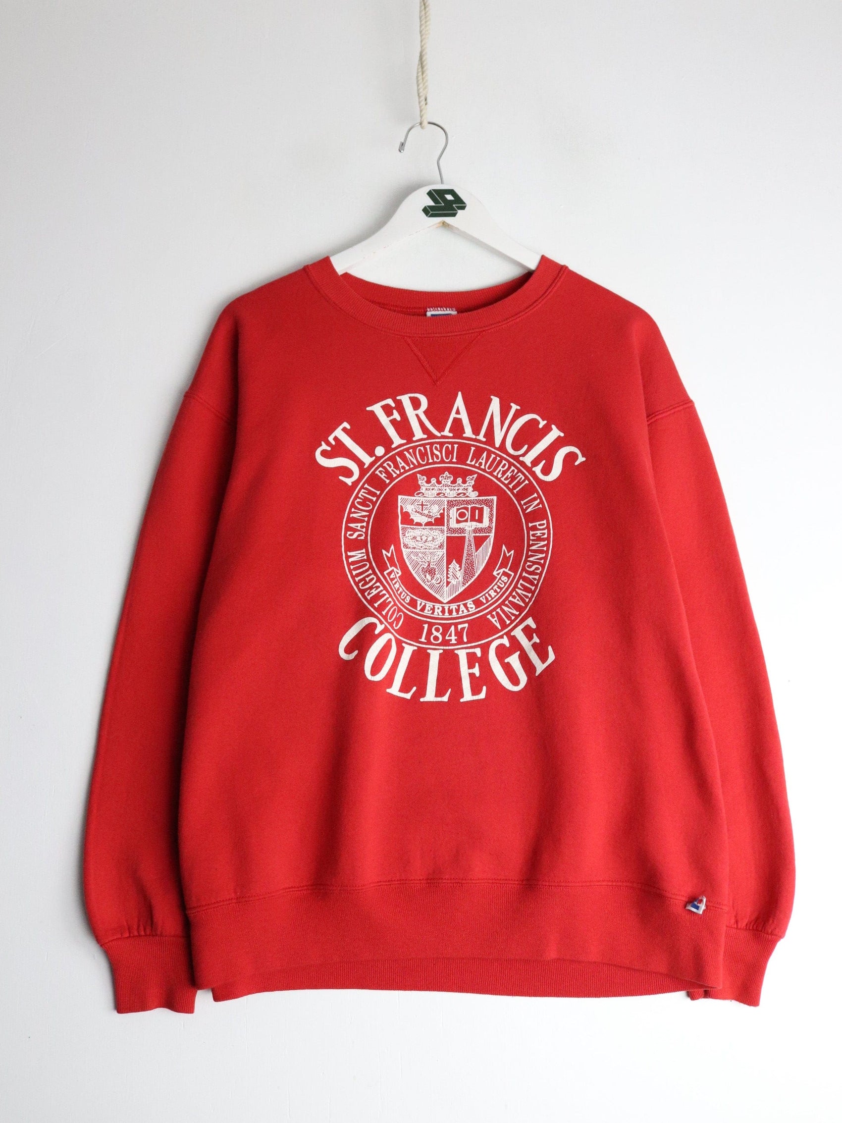 Vintage St. Francis College Sweatshirt Fits Mens Large Red Russell Athletic from propervintagecanada