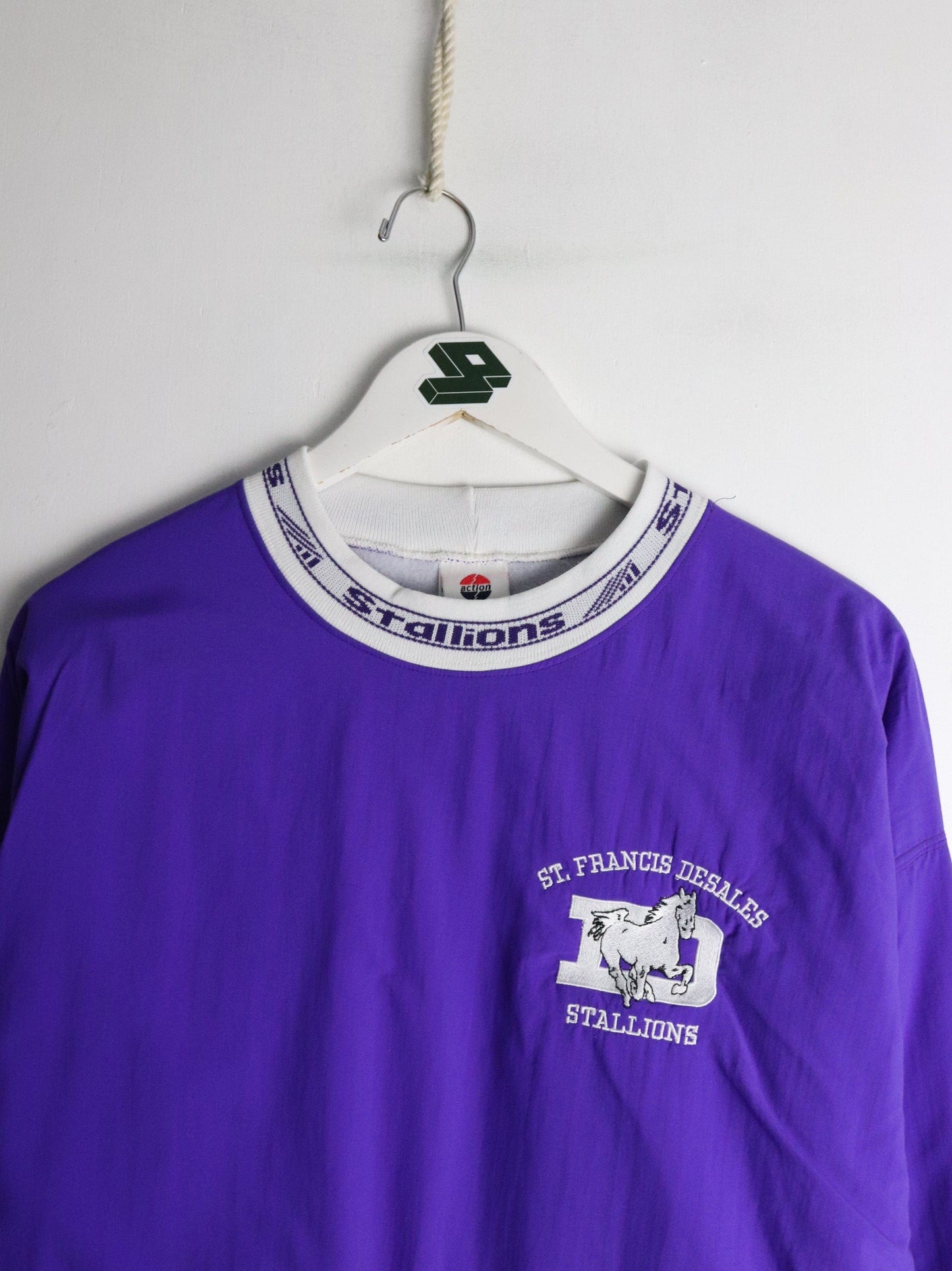 Vintage St. Francis Desales Stallions Jacket Mens Large Purple from propervintagecanada
