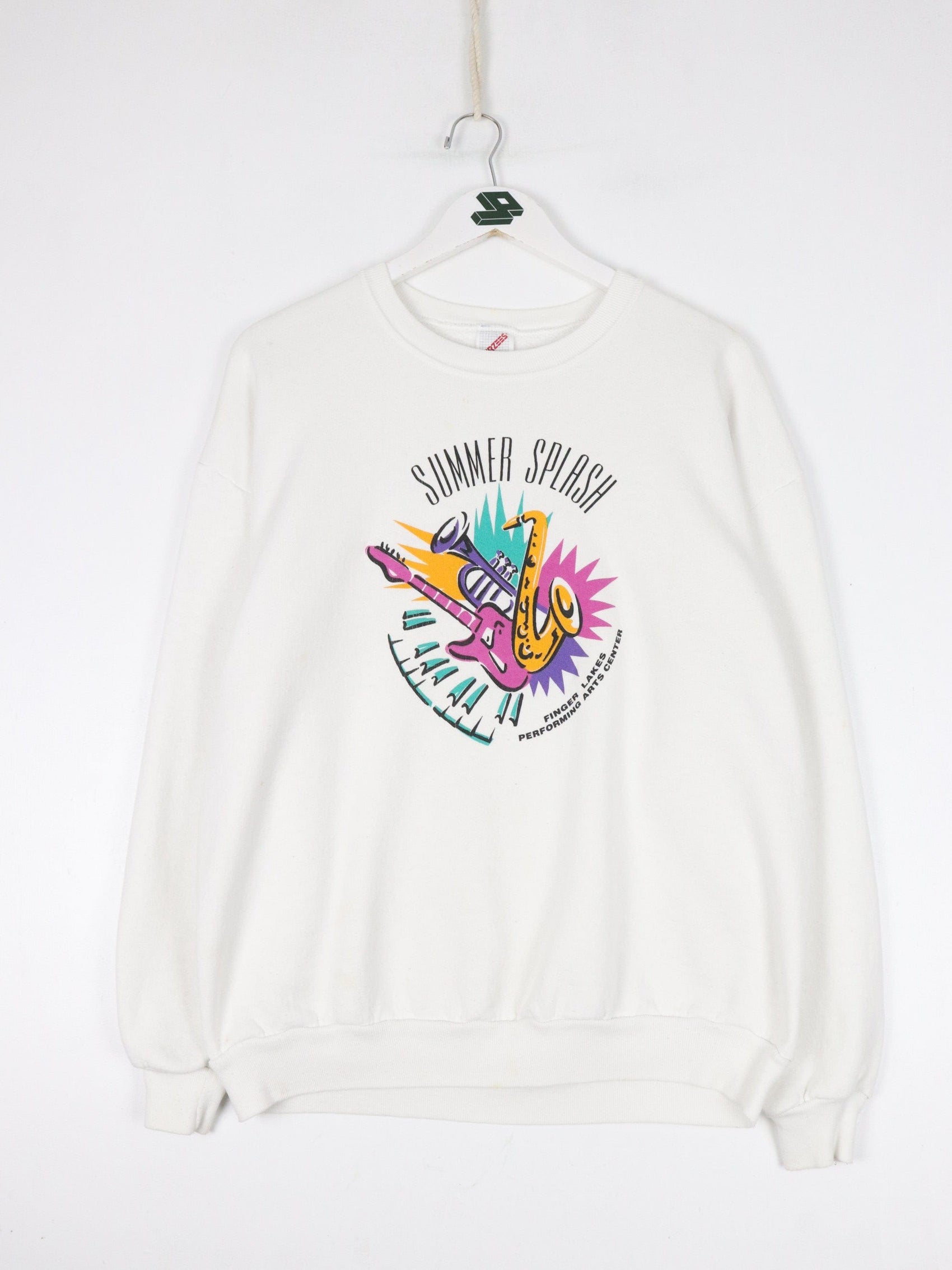 Vintage Summer Splash Preforming Arts Center Sweatshirt Fits Mens Large White from propervintagecanada