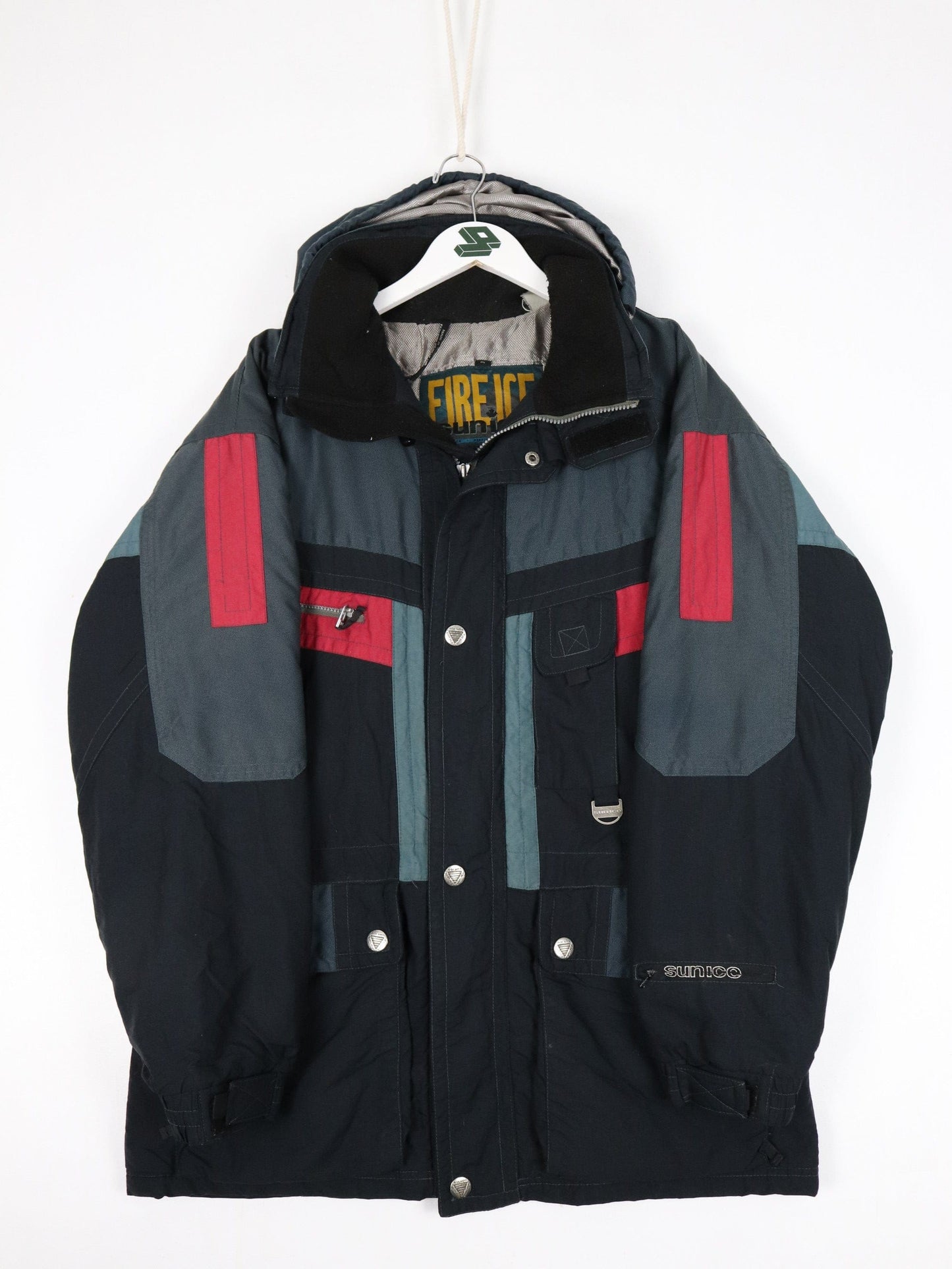 Vintage Sunice Jacket Mens Medium Black Fire Ice Ski Snowboarding Coat