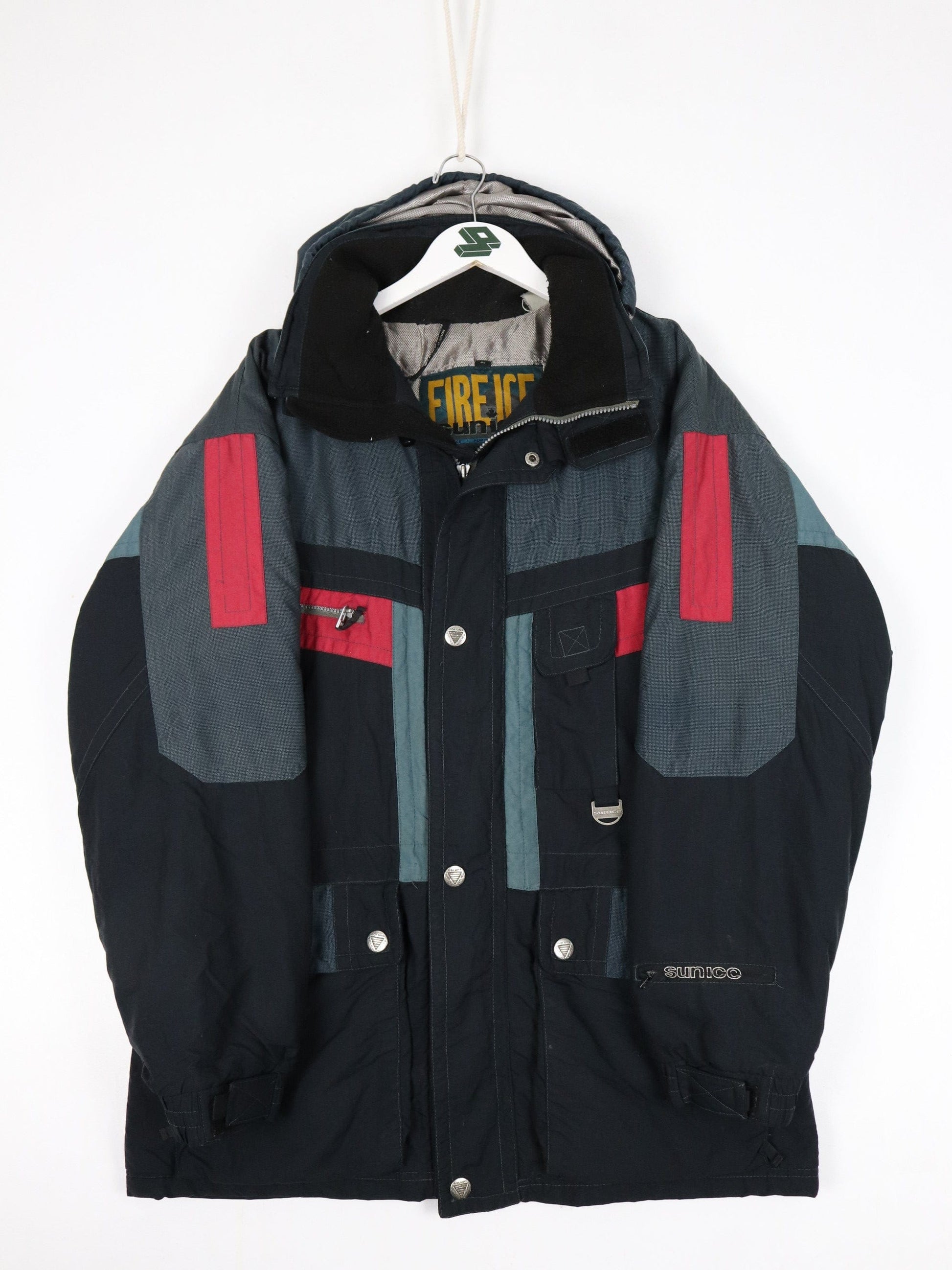 Vintage Sunice Jacket Mens Medium Black Fire Ice Ski Snowboarding Coat