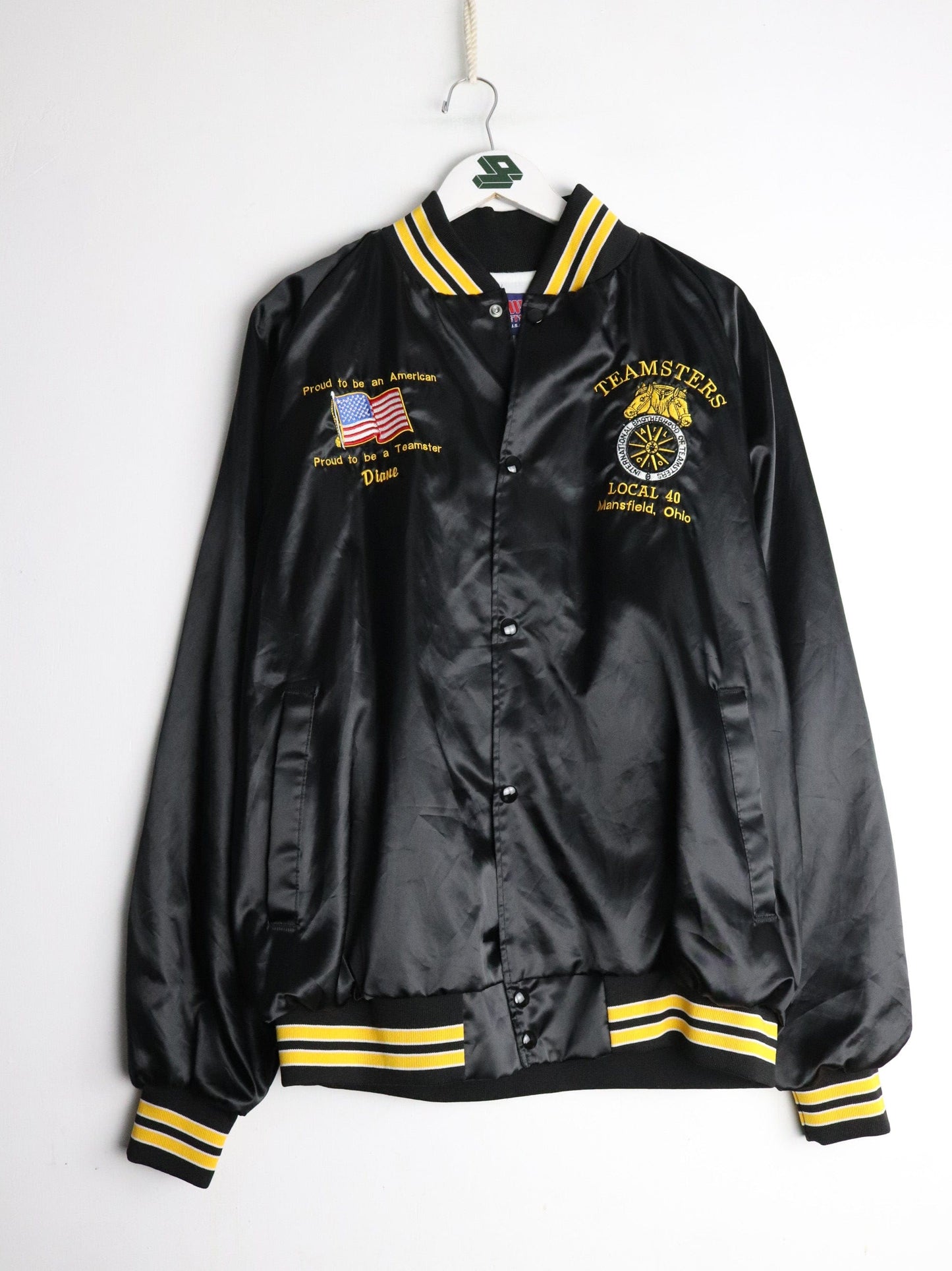 Vintage Teamsters Local 40 Jacket Mens XL Black Satin from propervintagecanada