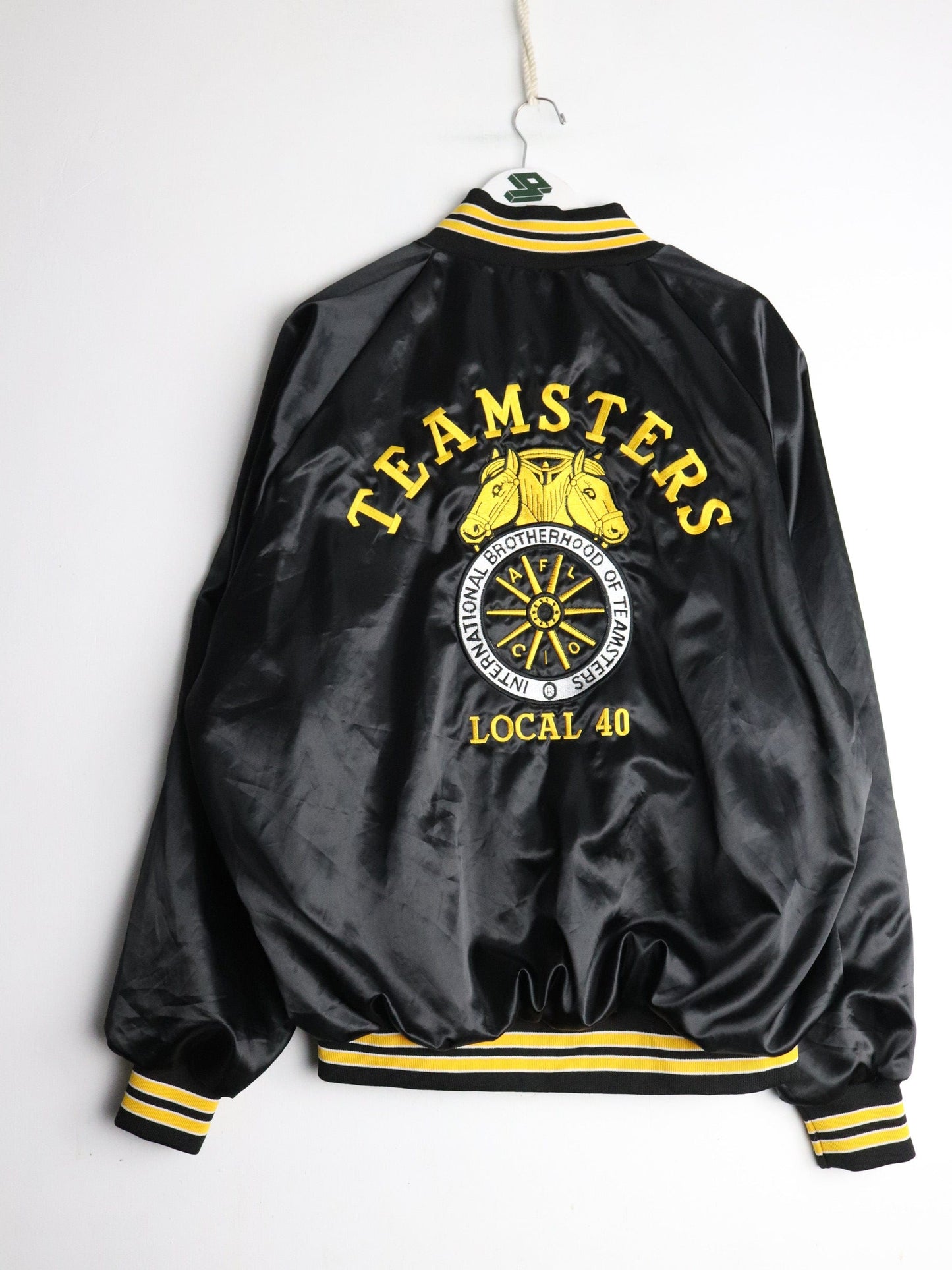 Vintage Teamsters Local 40 Jacket Mens XL Black Satin from propervintagecanada