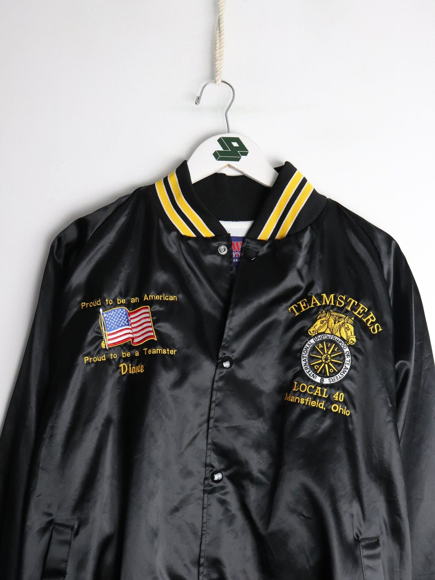 Vintage Teamsters Local 40 Jacket Mens XL Black Satin from propervintagecanada