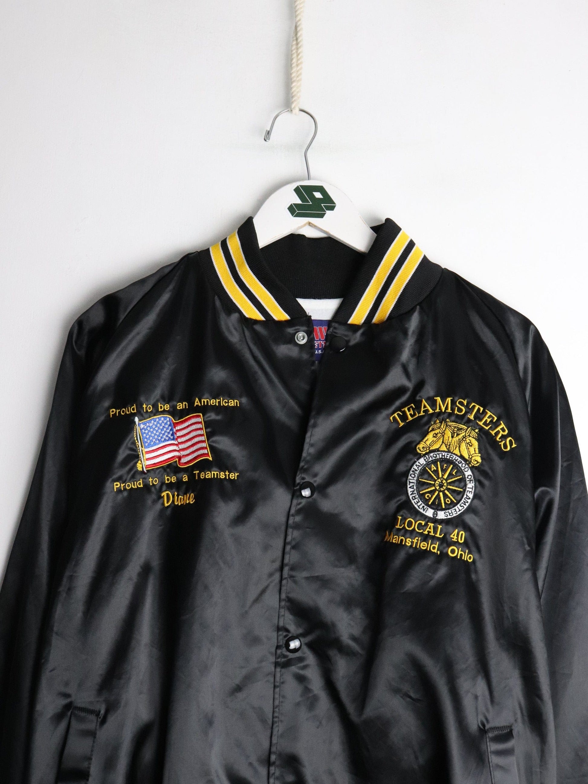 Vintage Teamsters Local 40 Jacket Mens XL Black Satin from propervintagecanada