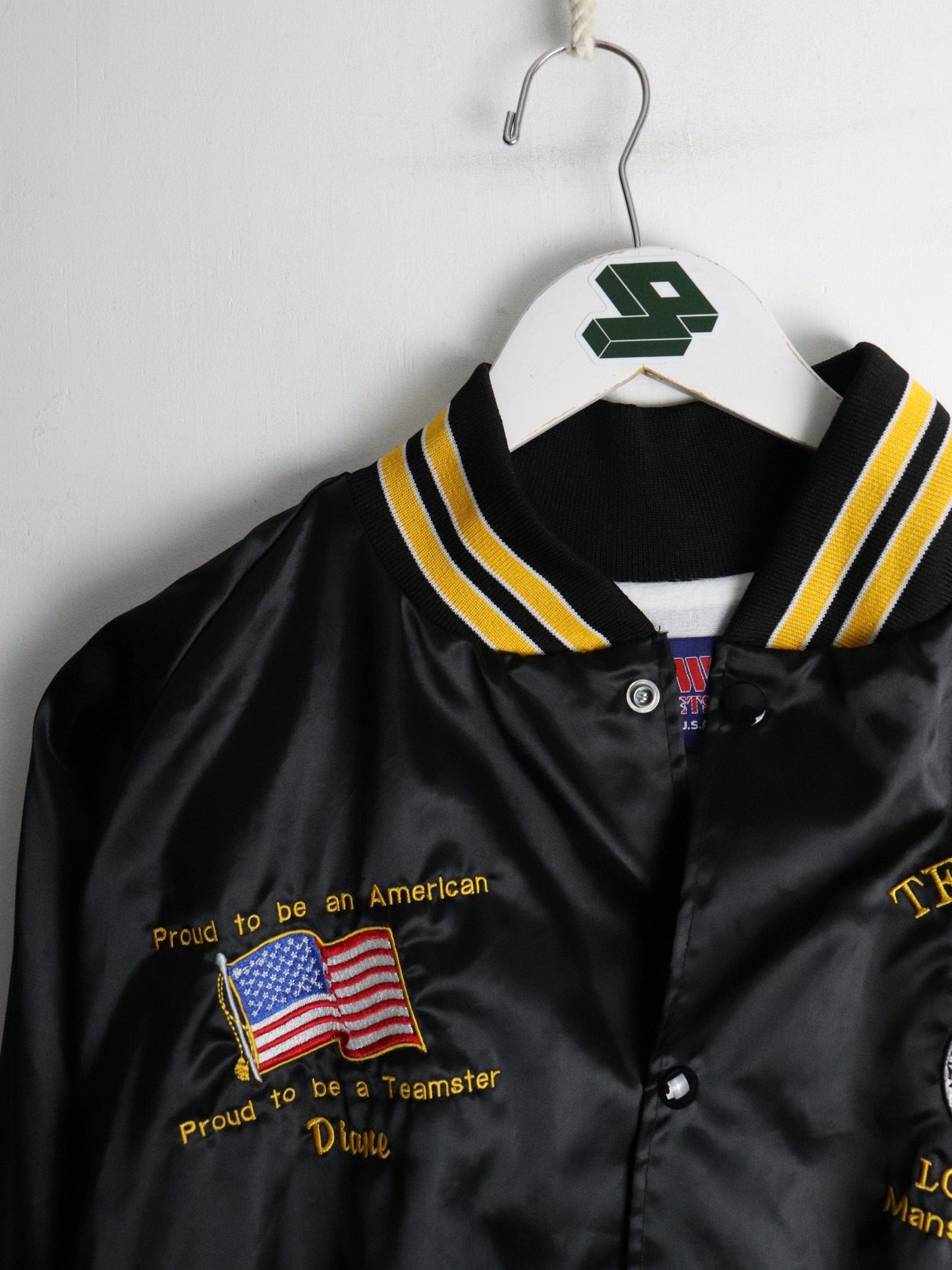 Vintage Teamsters Local 40 Jacket Mens XL Black Satin from propervintagecanada
