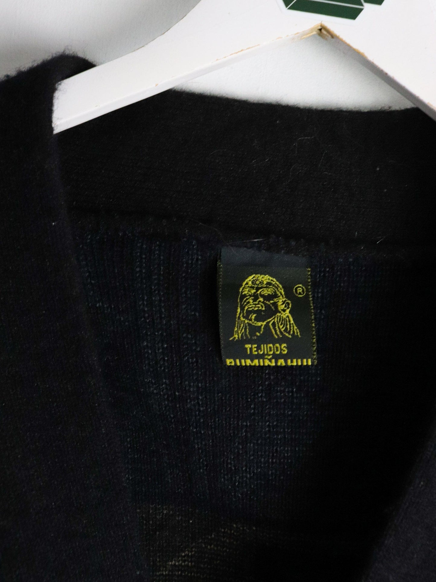Vintage Tejidos Ruminahui Sweater Mens XL Blak Wool Cardigan from propervintagecanada