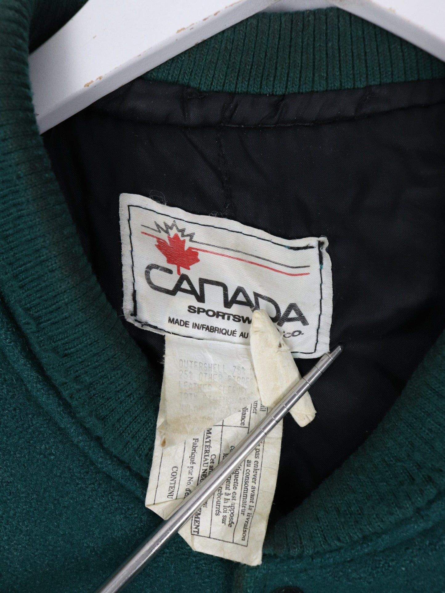 Vintage The River 93.9 Jacket Fits Mens XL Green Leather Wool Varsity