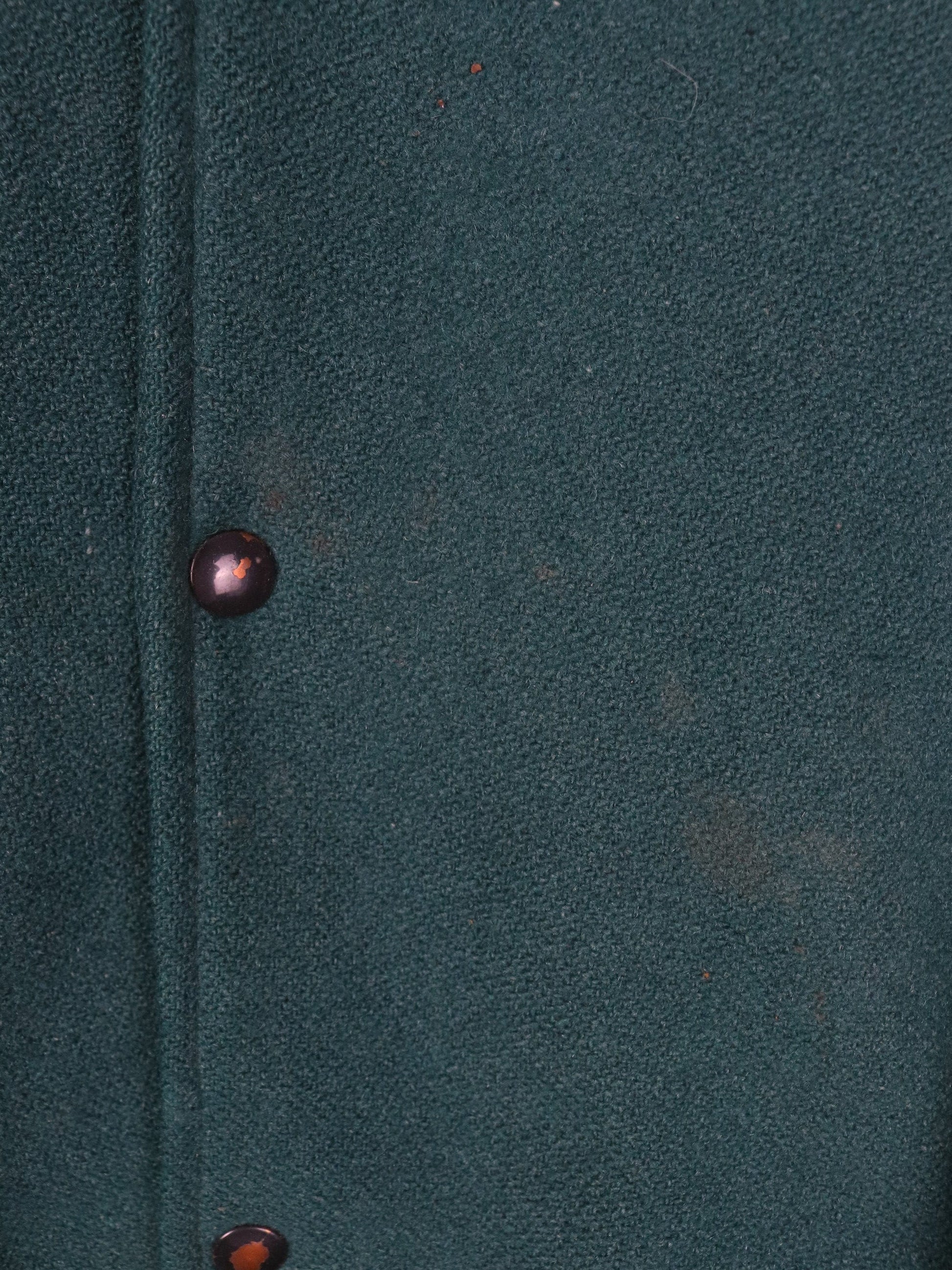 Vintage The River 93.9 Jacket Fits Mens XL Green Leather Wool Varsity