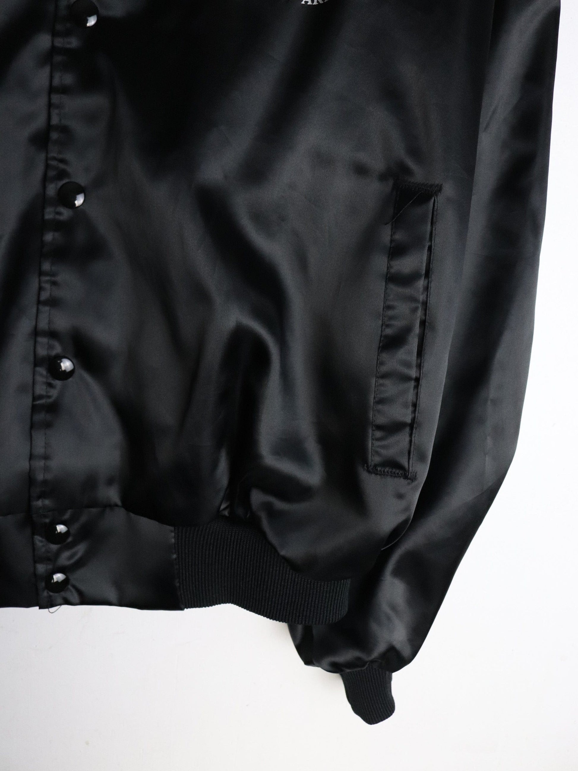 Vintage Theater Army Area Command Satin Jacket Mens XL Black from propervintagecanada