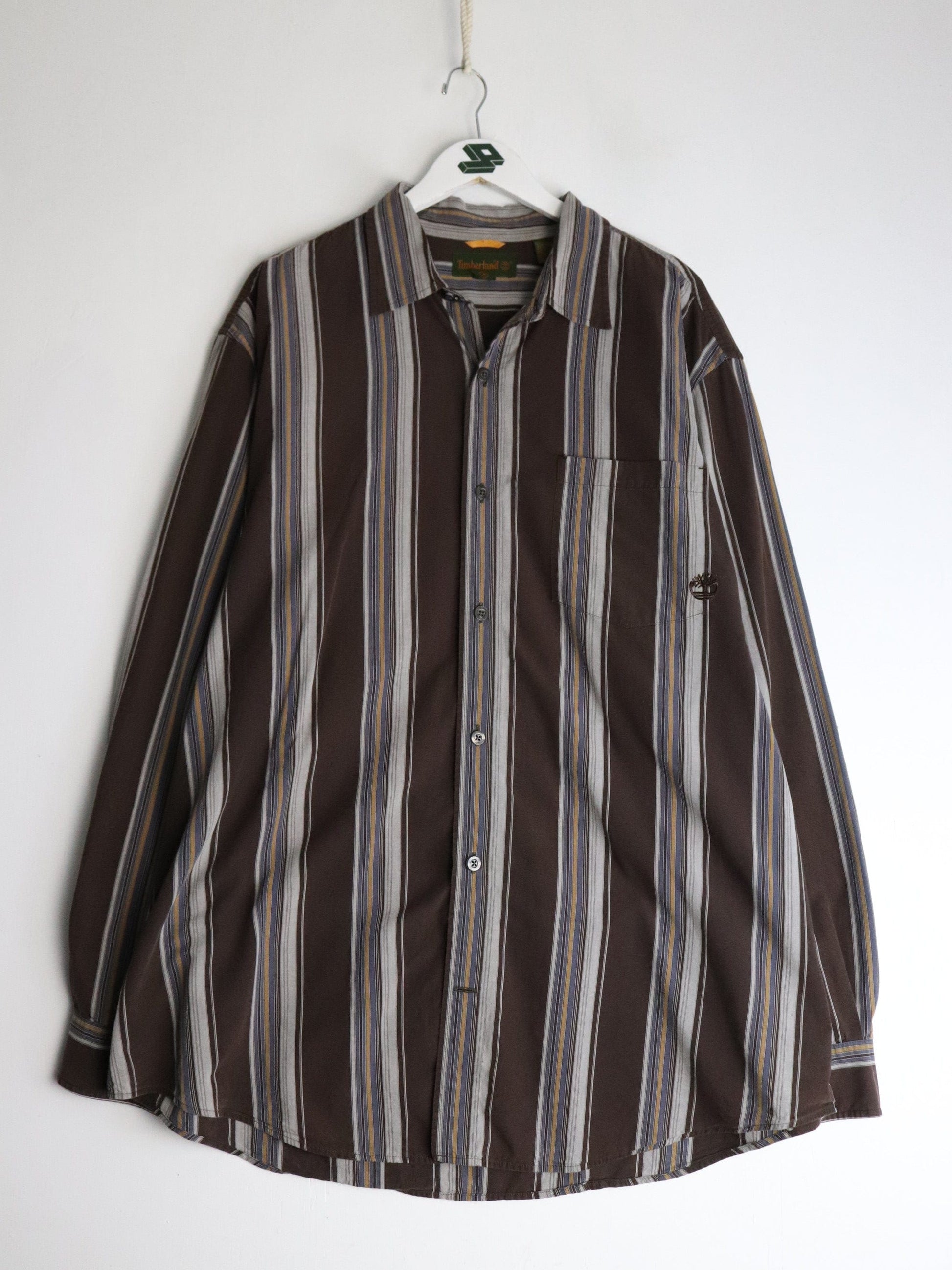 Vintage Timberland Shirt Mens 2XL Tall Brown Button Up from propervintagecanada