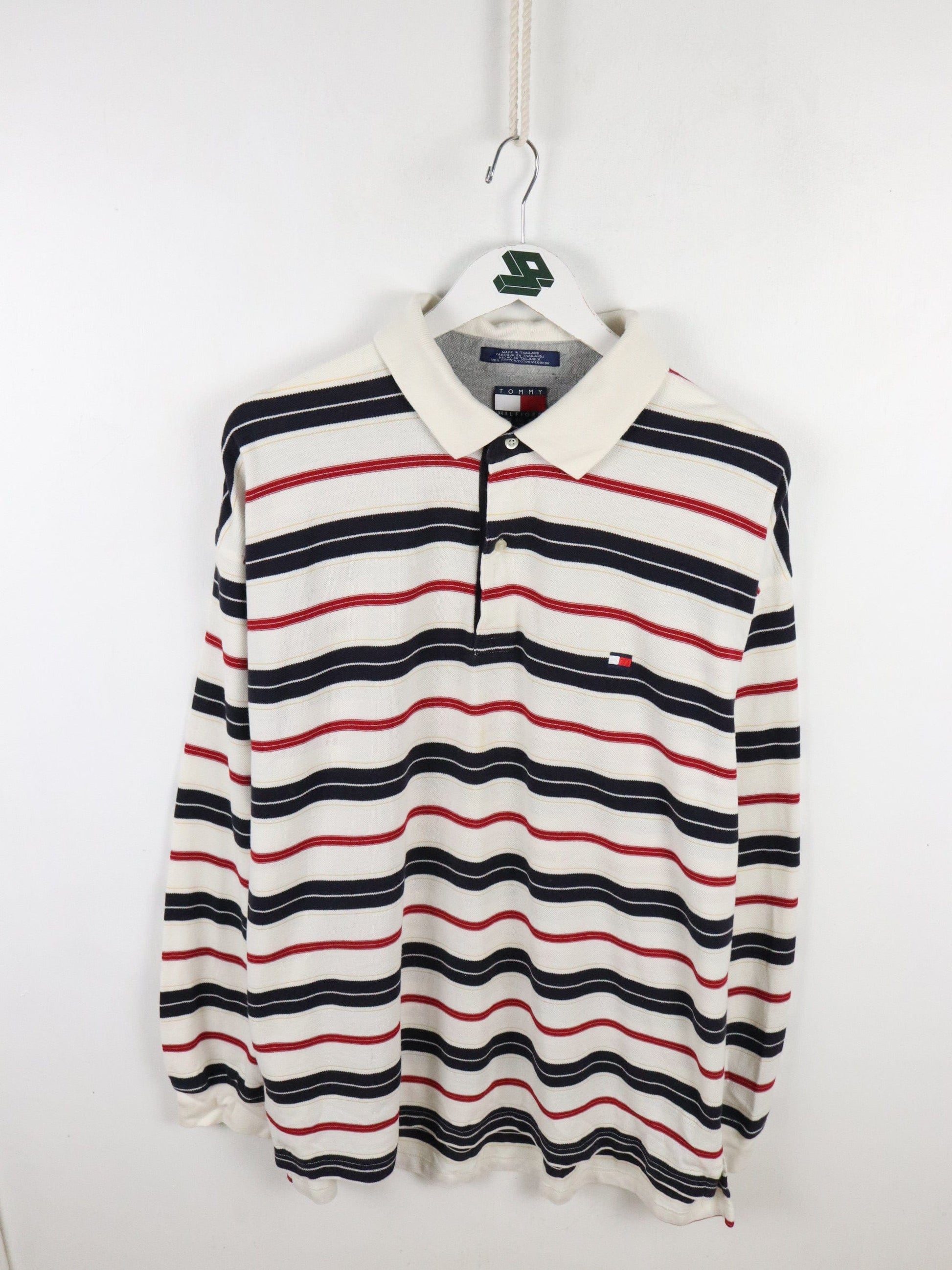 Vintage Tommy Hilfiger Shirt Mens 2XL WHite Striped