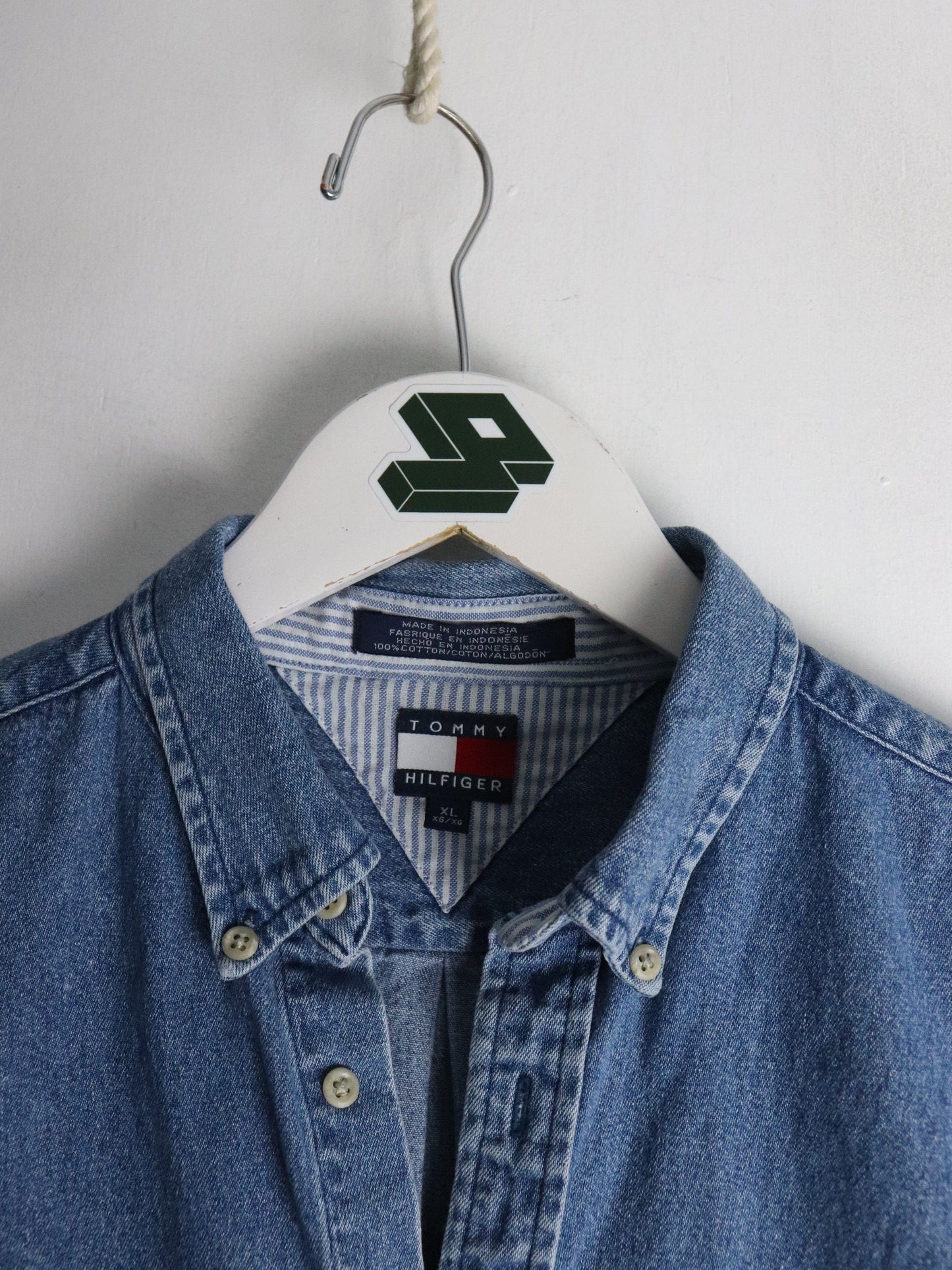 Vintage Tommy Hilfiger Shirt Youth XL Blue Denim Button Up from propervintagecanada