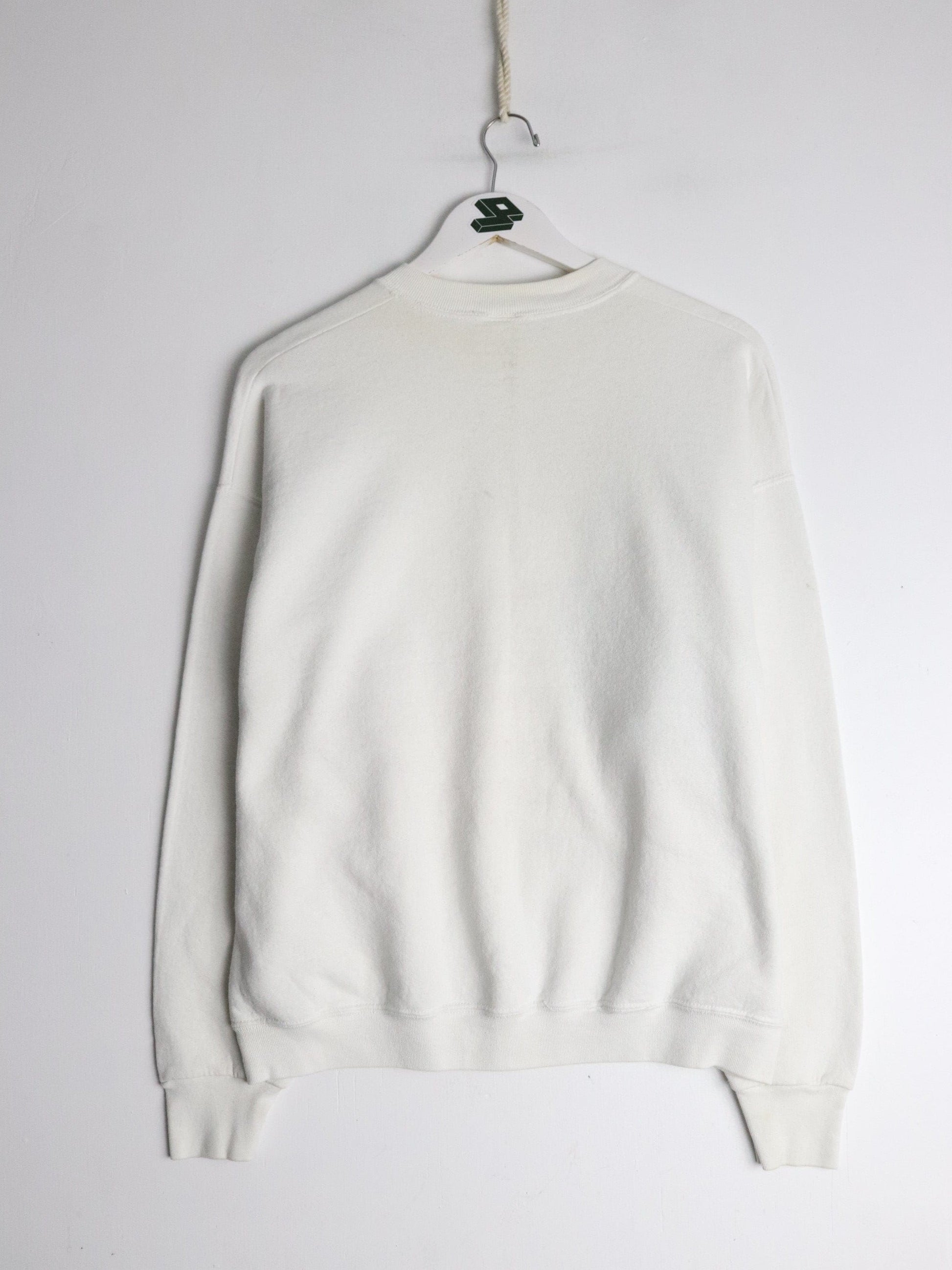 Vintage U.S.A. Flag Sweatshirt Fits Mens Medium White 90s from propervintagecanada