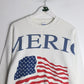Vintage U.S.A. Flag Sweatshirt Fits Mens Medium White 90s from propervintagecanada