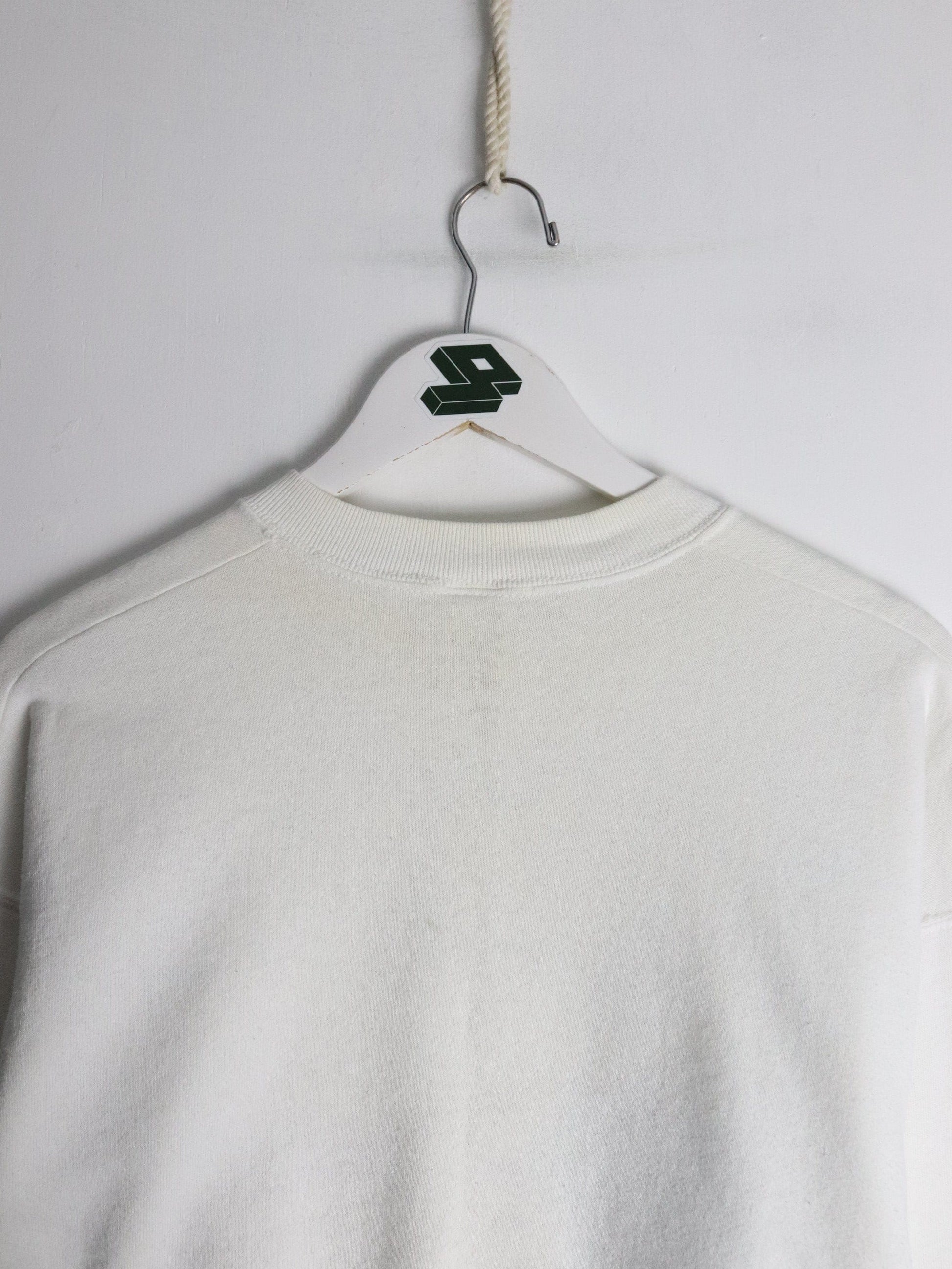 Vintage U.S.A. Flag Sweatshirt Fits Mens Medium White 90s from propervintagecanada