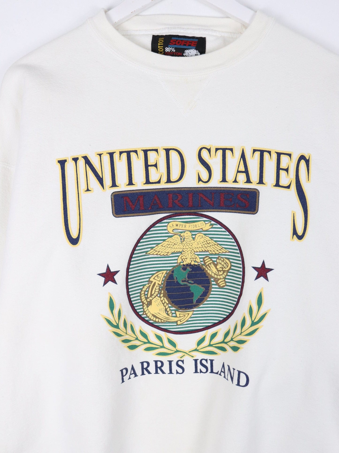 Vintage U.S. Marines Sweatshirt Mens XL White 90s Army