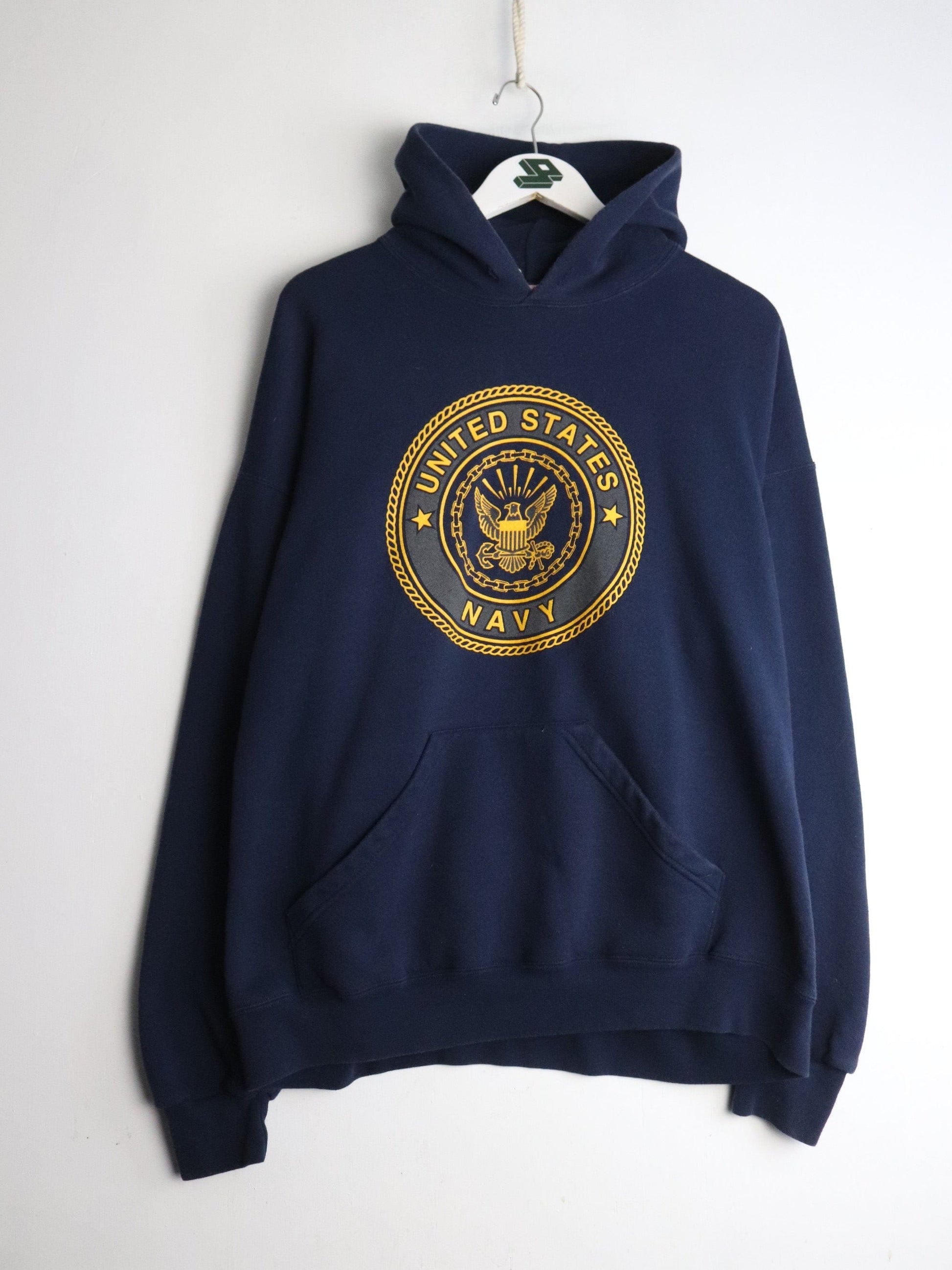 Vintage U.S. Navy Sweatshirt Mens XL Blue Hoodie from propervintagecanada