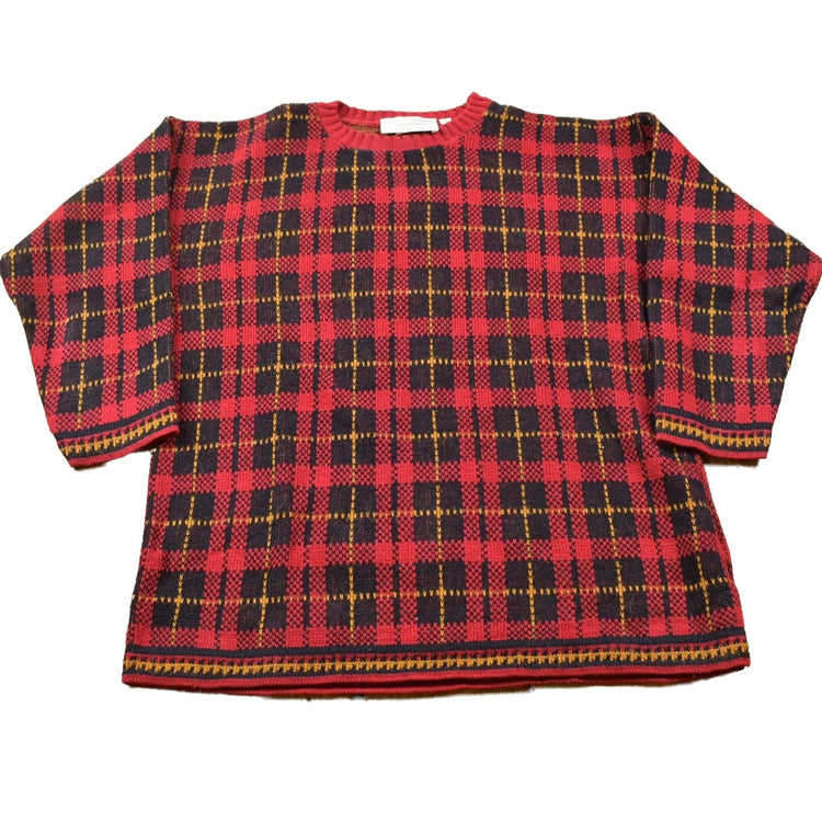 Vintage United States Sweaters Plaid Knitted Sweater Men's Medium from propervintagecanada