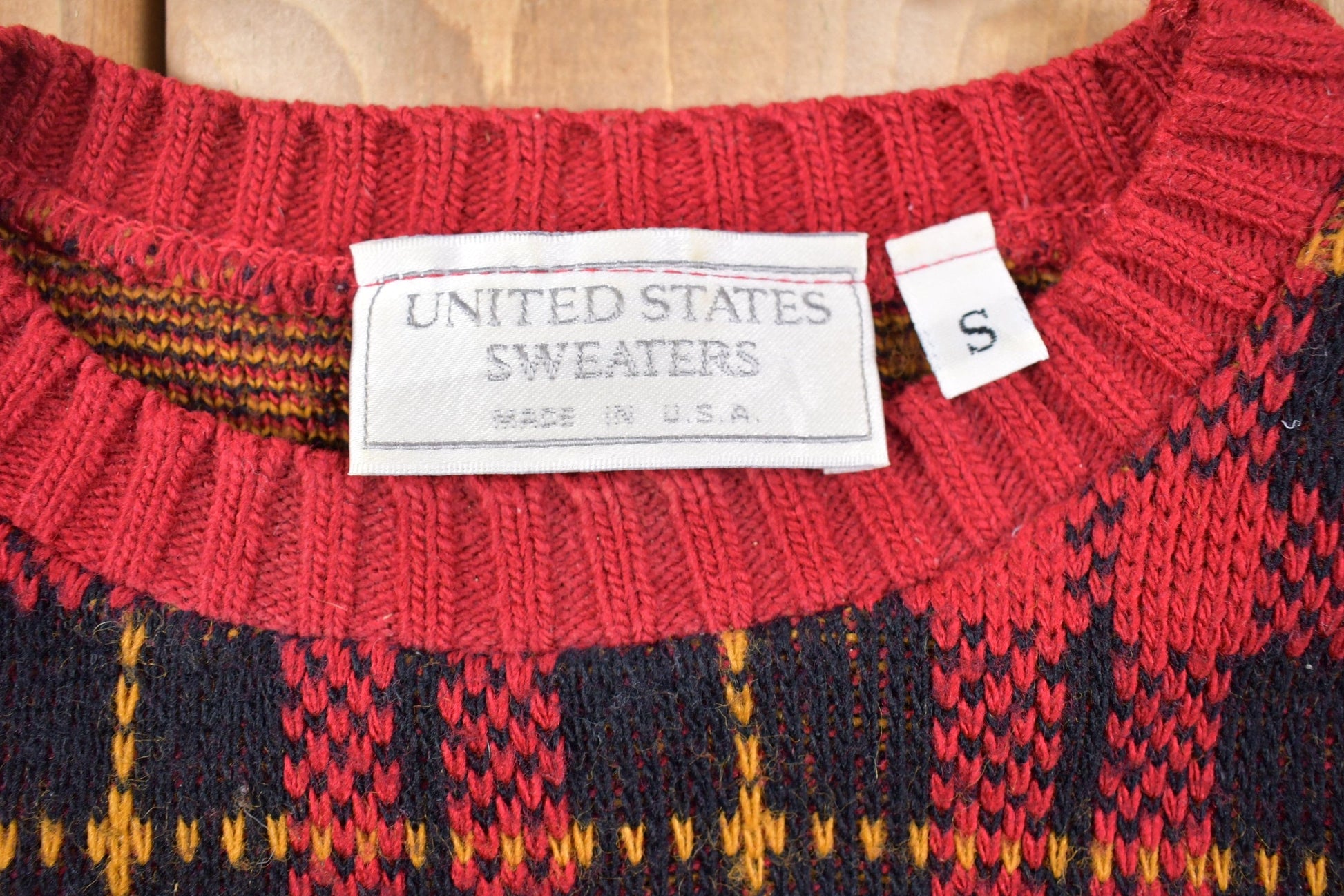 Vintage United States Sweaters Plaid Knitted Sweater Men's Medium from propervintagecanada
