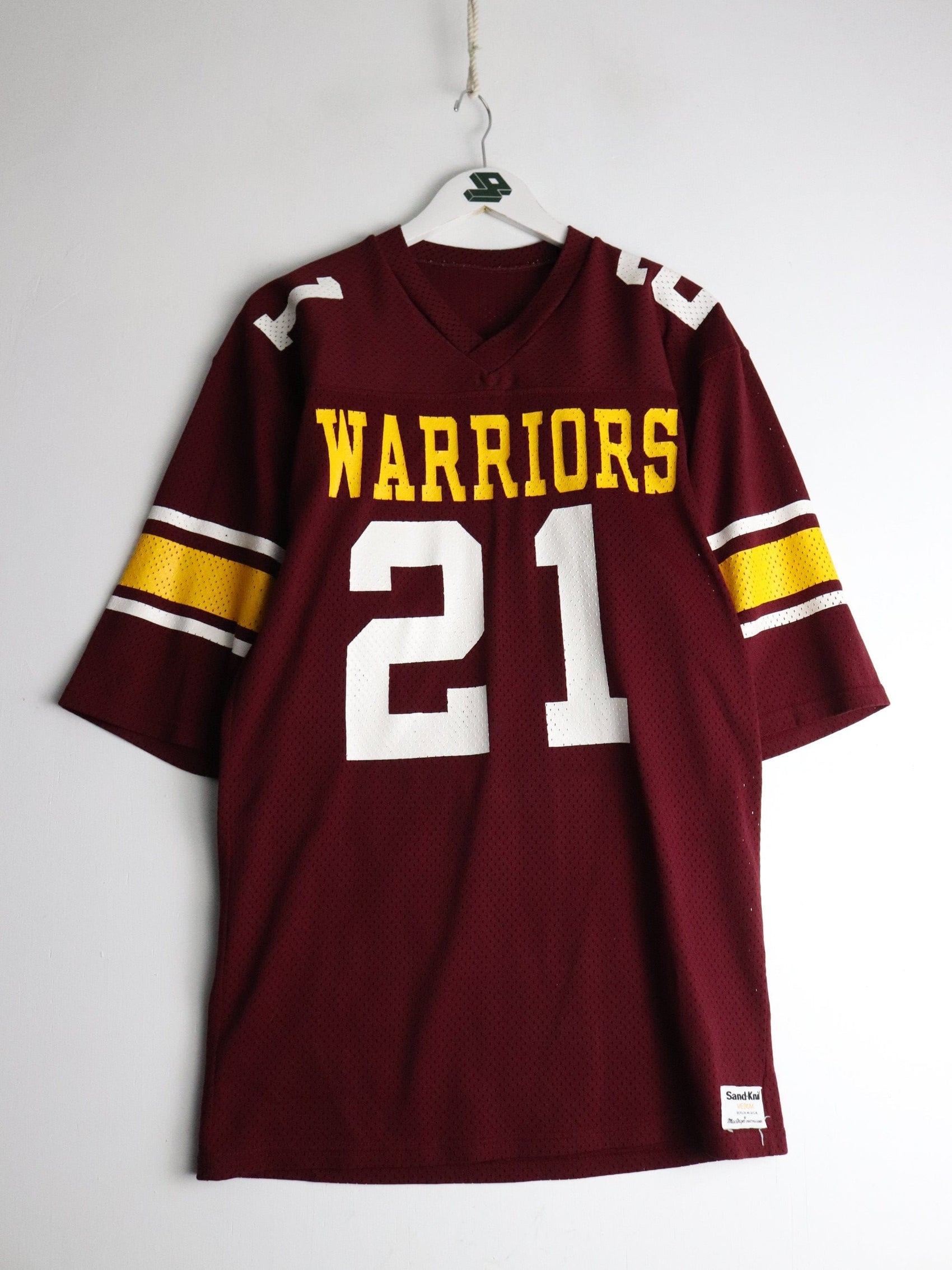 Vintage Warriors Football Jersey Mens Medium Red Sandknit 80s