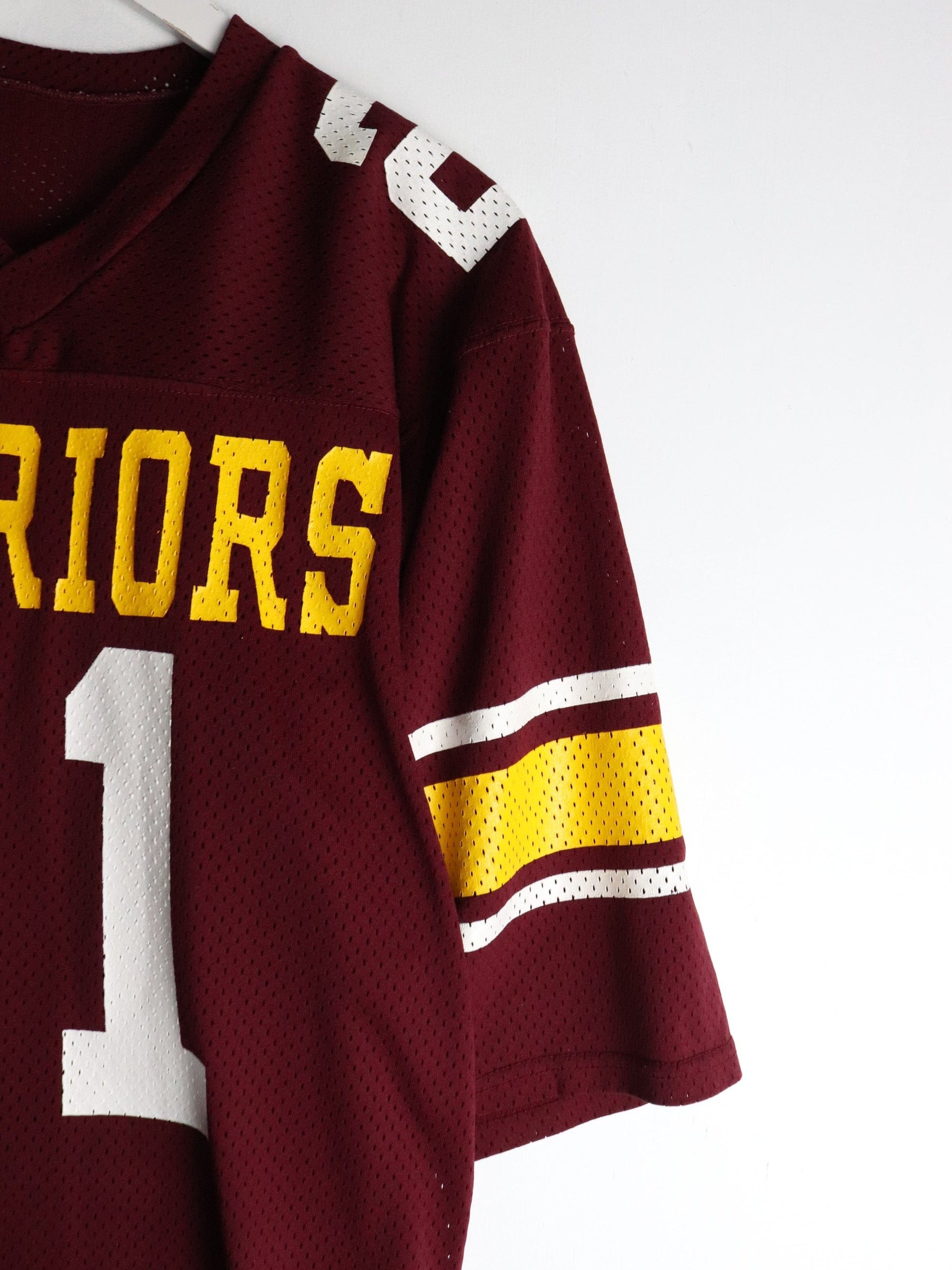 Vintage Warriors Football Jersey Mens Medium Red Sandknit 80s from propervintagecanada