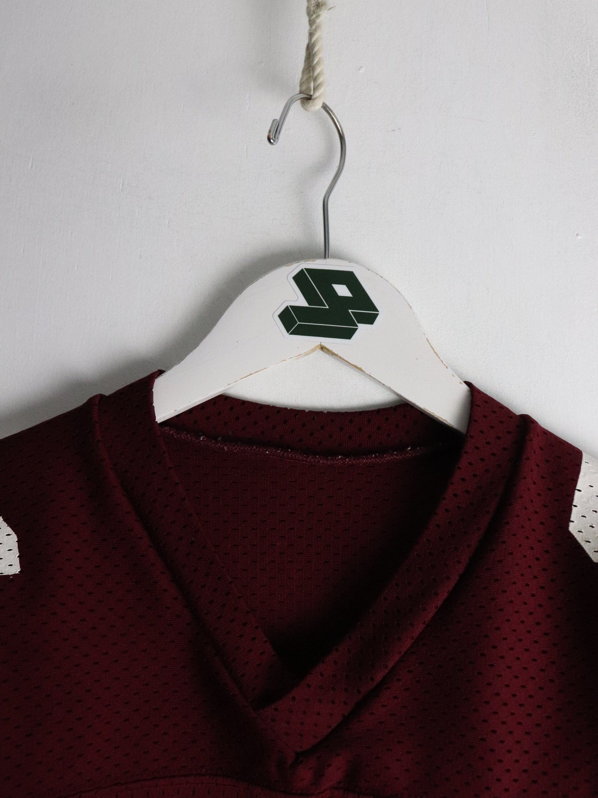 Vintage Warriors Football Jersey Mens Medium Red Sandknit 80s from propervintagecanada