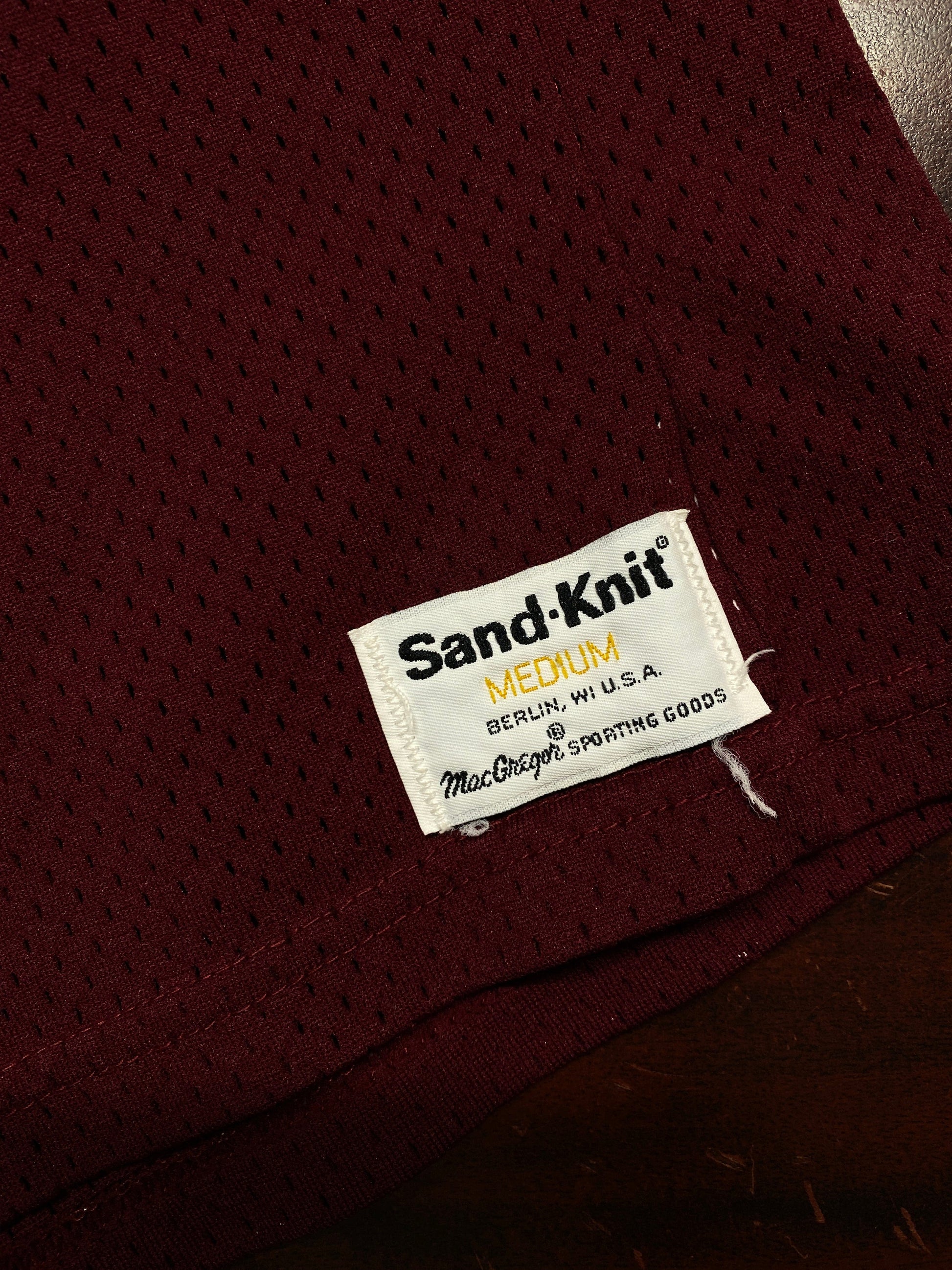 Vintage Warriors Football Jersey Mens Medium Red Sandknit 80s from propervintagecanada