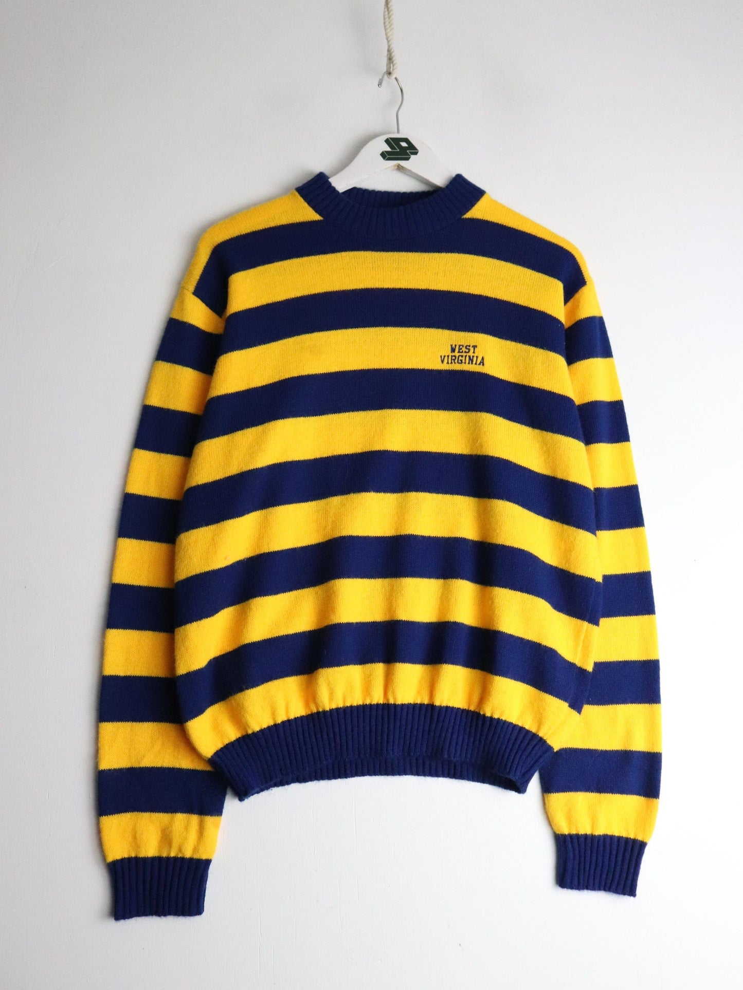 Vintage West Virginia Mountaineers Sweater Mens Large Blue Knit