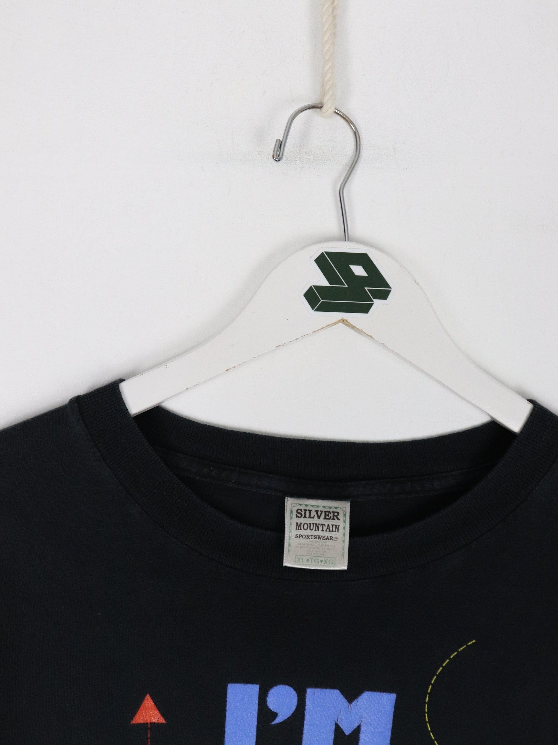 Vintage Which Way Is Over The Hill T Shirt Mens XL Black Funny 90s