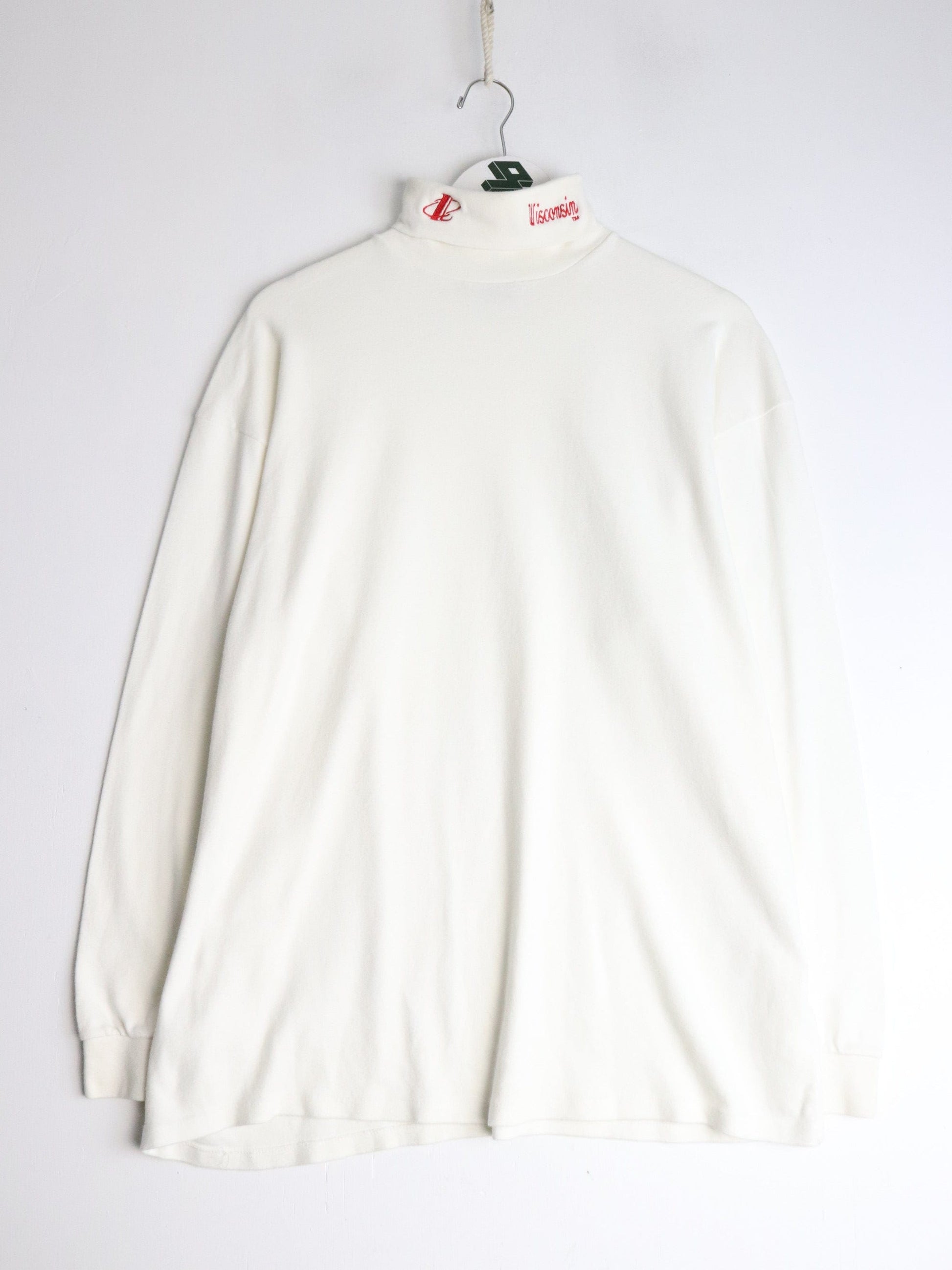 Vintage Wisconsin Badgers T Shirt Mens Large White Turtle Neck from propervintagecanada