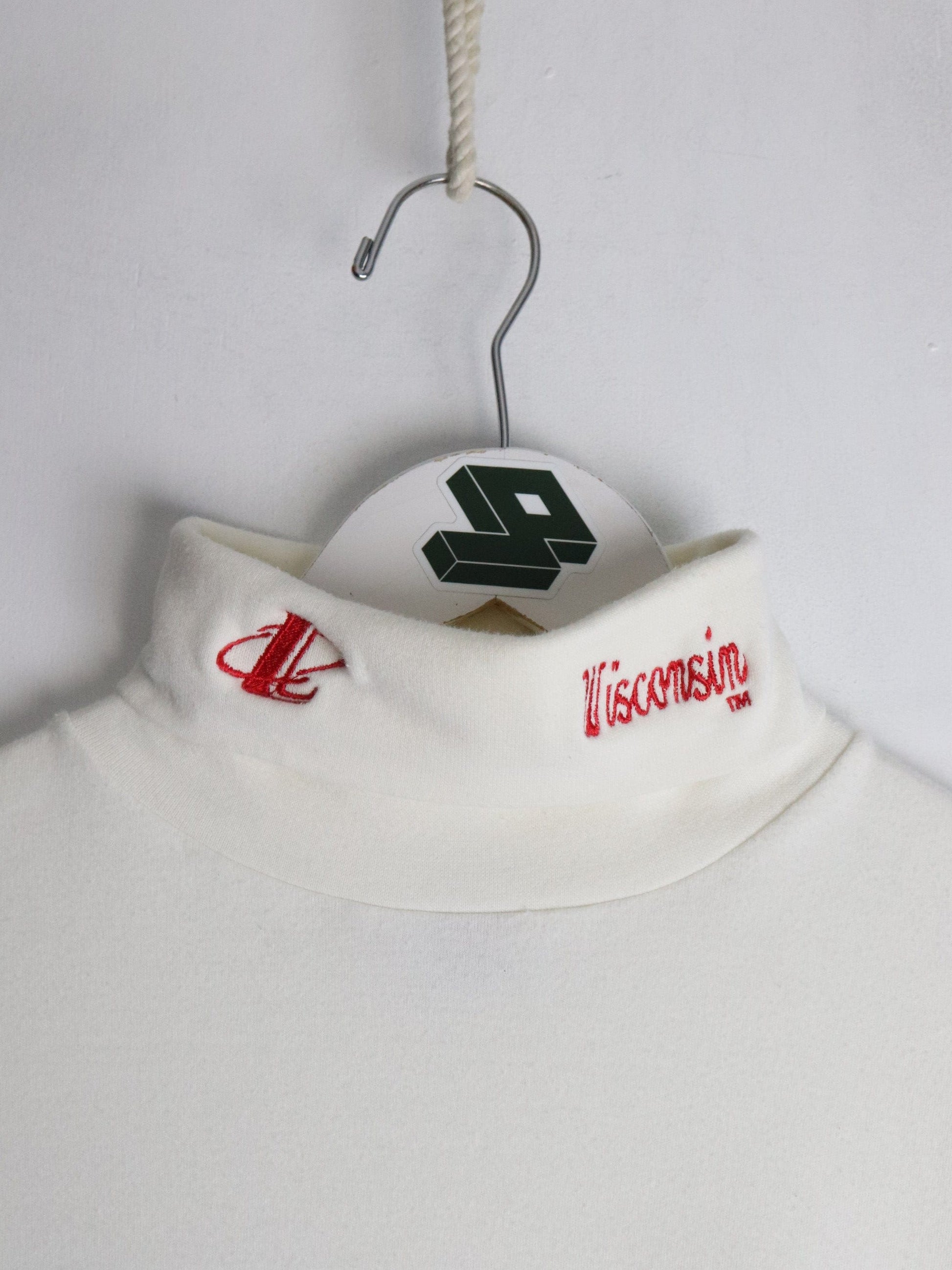 Vintage Wisconsin Badgers T Shirt Mens Large White Turtle Neck from propervintagecanada