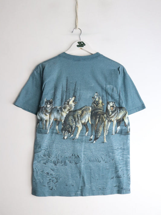 Vintage Wolf T Shirt Mens Small Blue from propervintagecanada