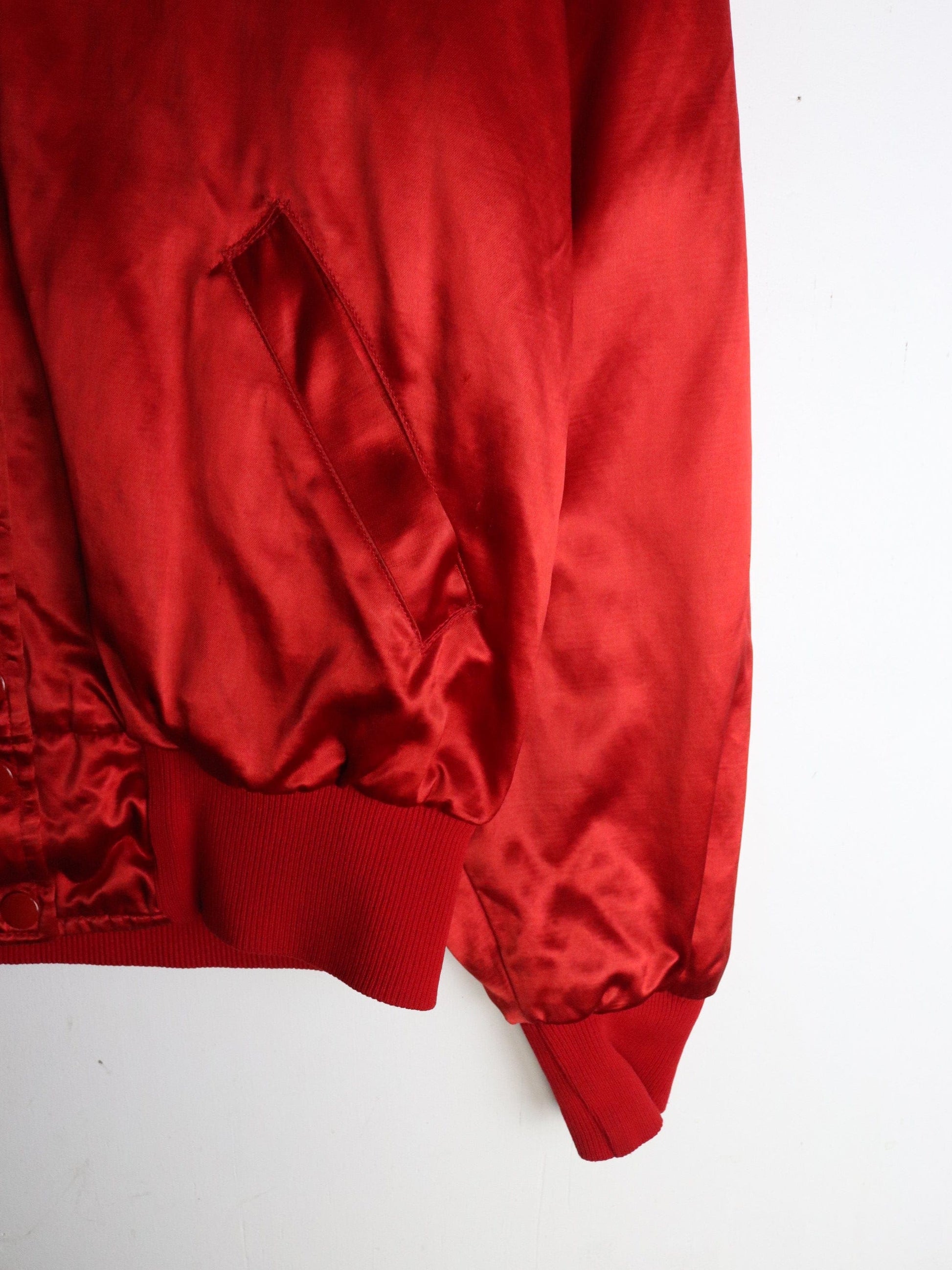 Vintage WPGU 107fm Jacket Womens Small Red Satin from propervintagecanada