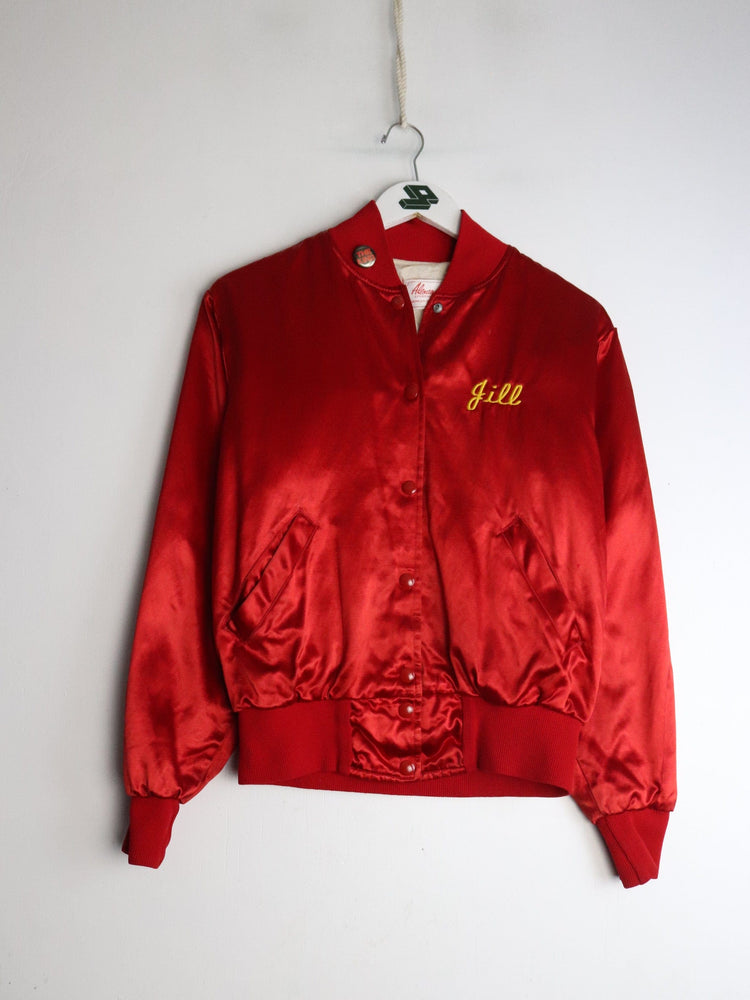 Vintage WPGU 107fm Jacket Womens Small Red Satin from propervintagecanada