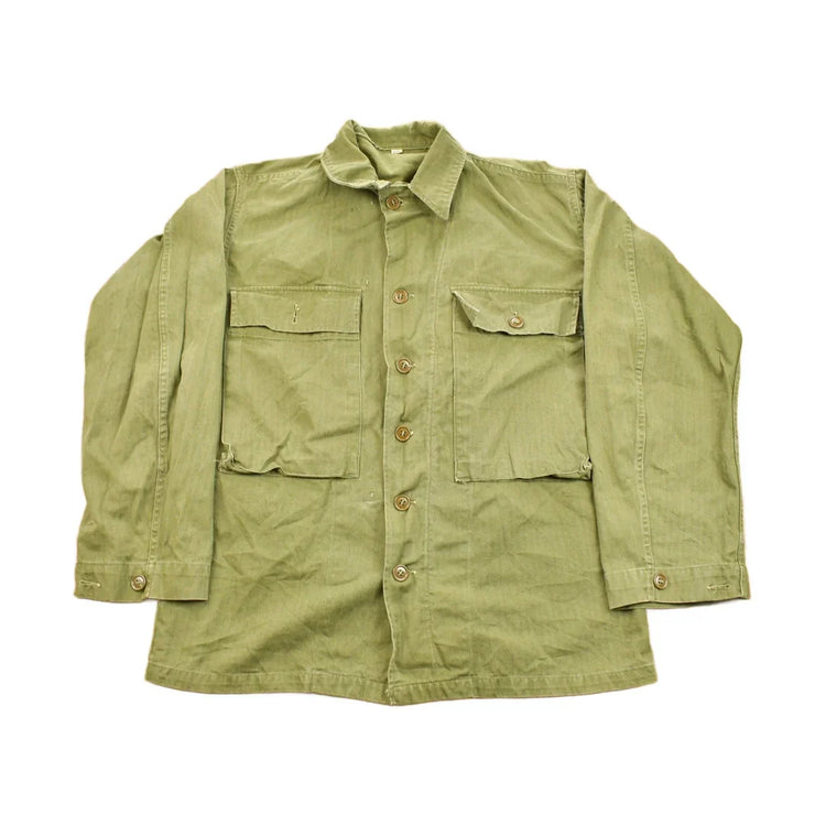 Vintage WW2 1940s Herringbone Military Jacket Army Men's Medium from propervintagecanada