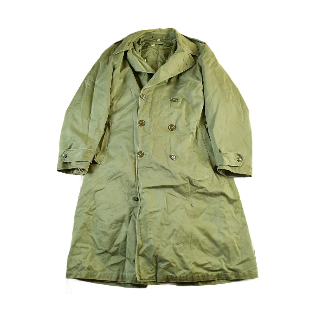 Vintage WW2 Military Button Up Trench Coat Long Medium from propervintagecanada
