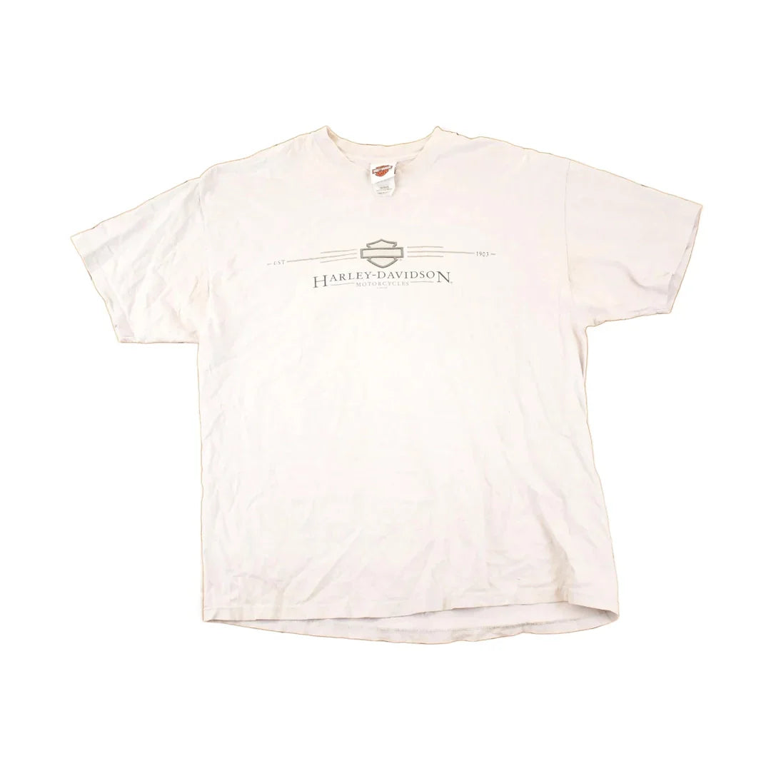 Vintage Y2K Alaska Harley Davidson Motorcycles Biker T-Shirt Men's L from propervintagecanada