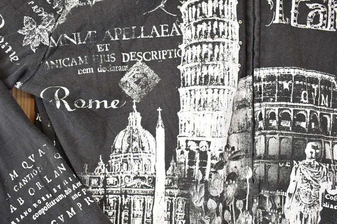 Vintage Y2K AOP Italy Graphic Print Hooded Sweatshirt Women's S from propervintagecanada
