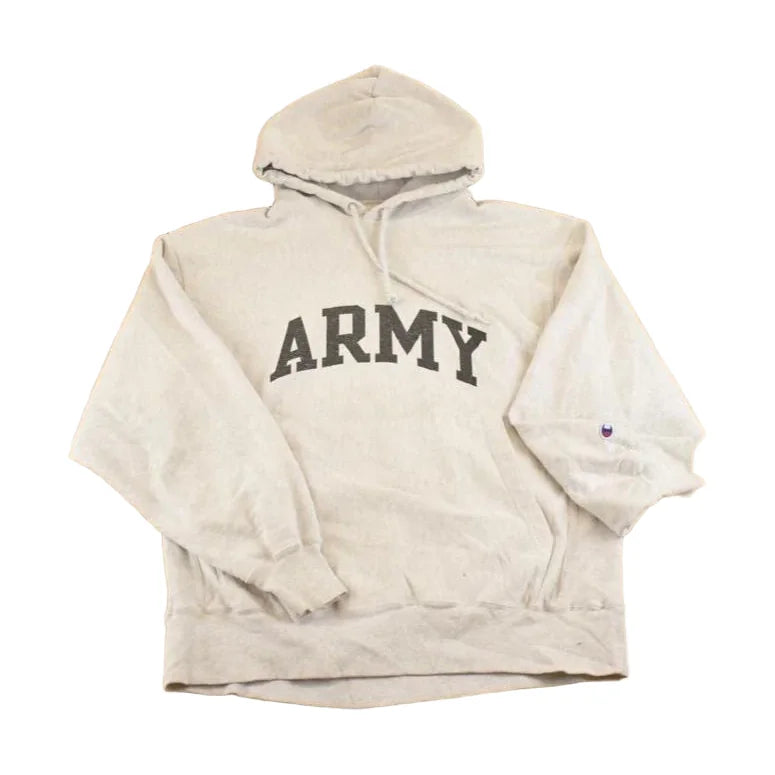 Vintage Y2K ARMY Champion Reverse Weave Hoodie Sweatshirt Men's L from propervintagecanada