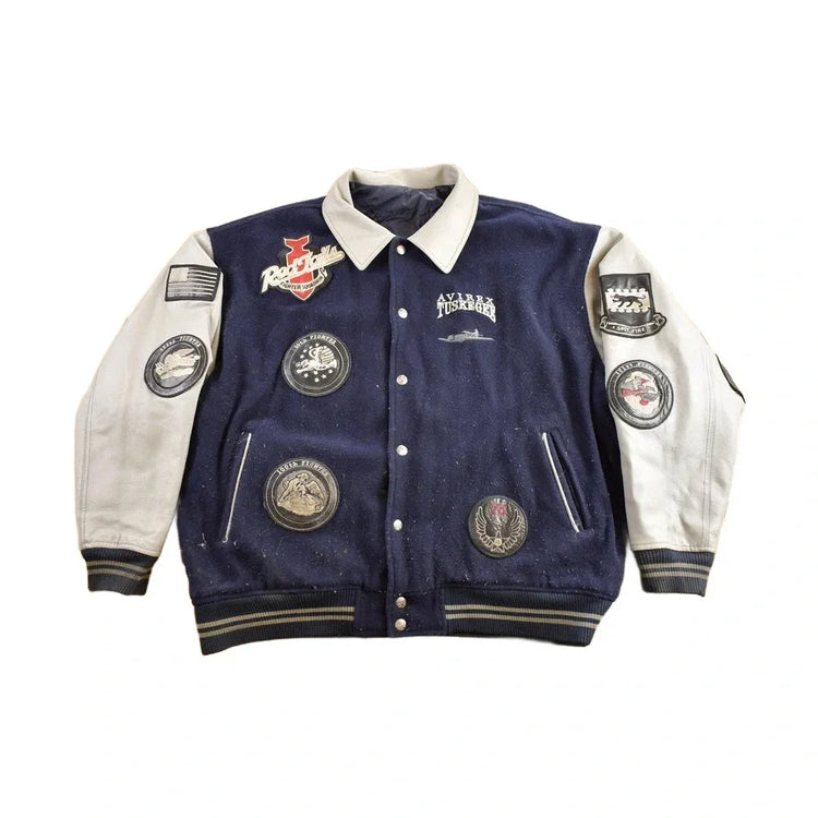 Vintage Y2K Avirex Reversible Leather Varsity Jacket Men's 3XL from propervintagecanada